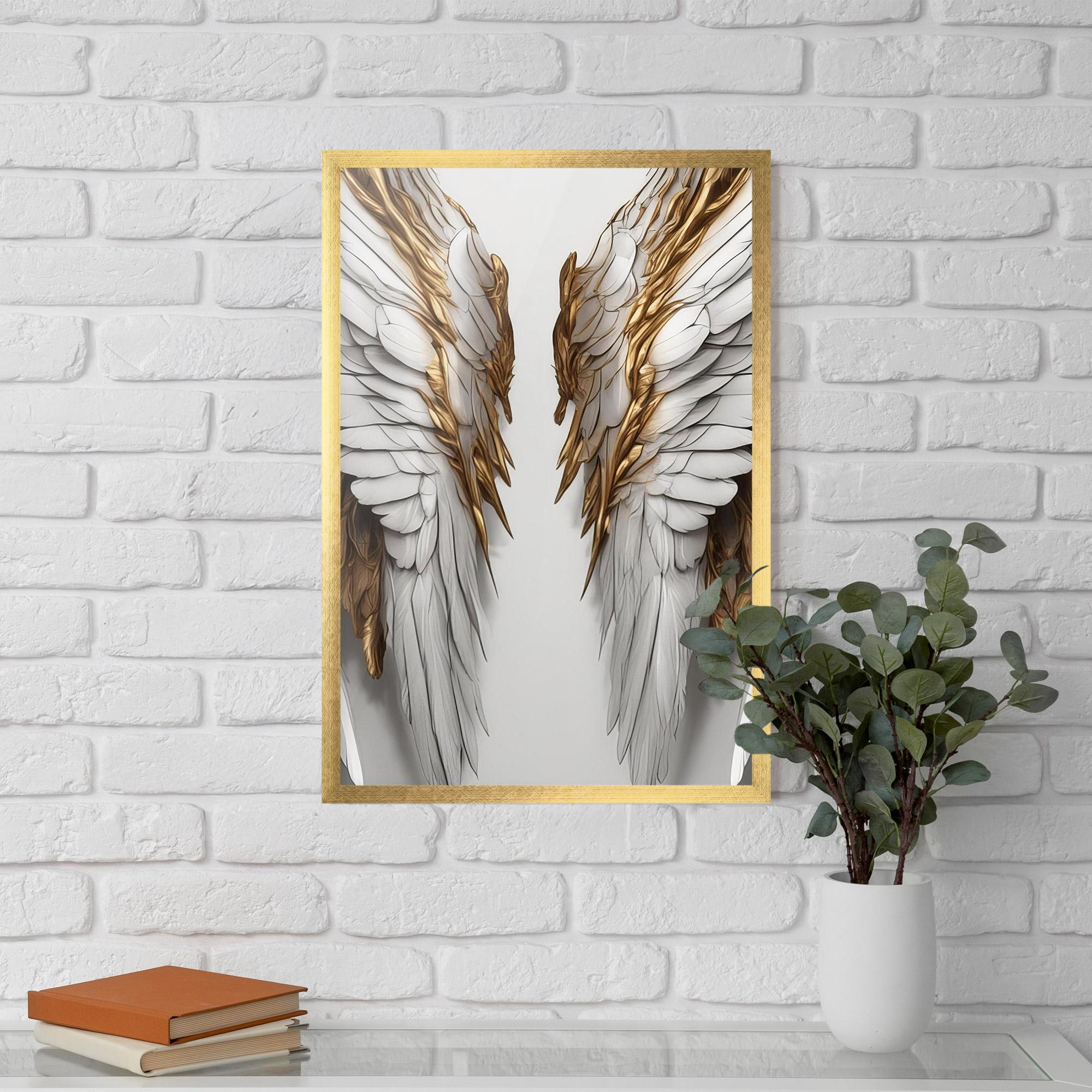 Poster Înrămat Realistic Gold Angel Wings mockup 5