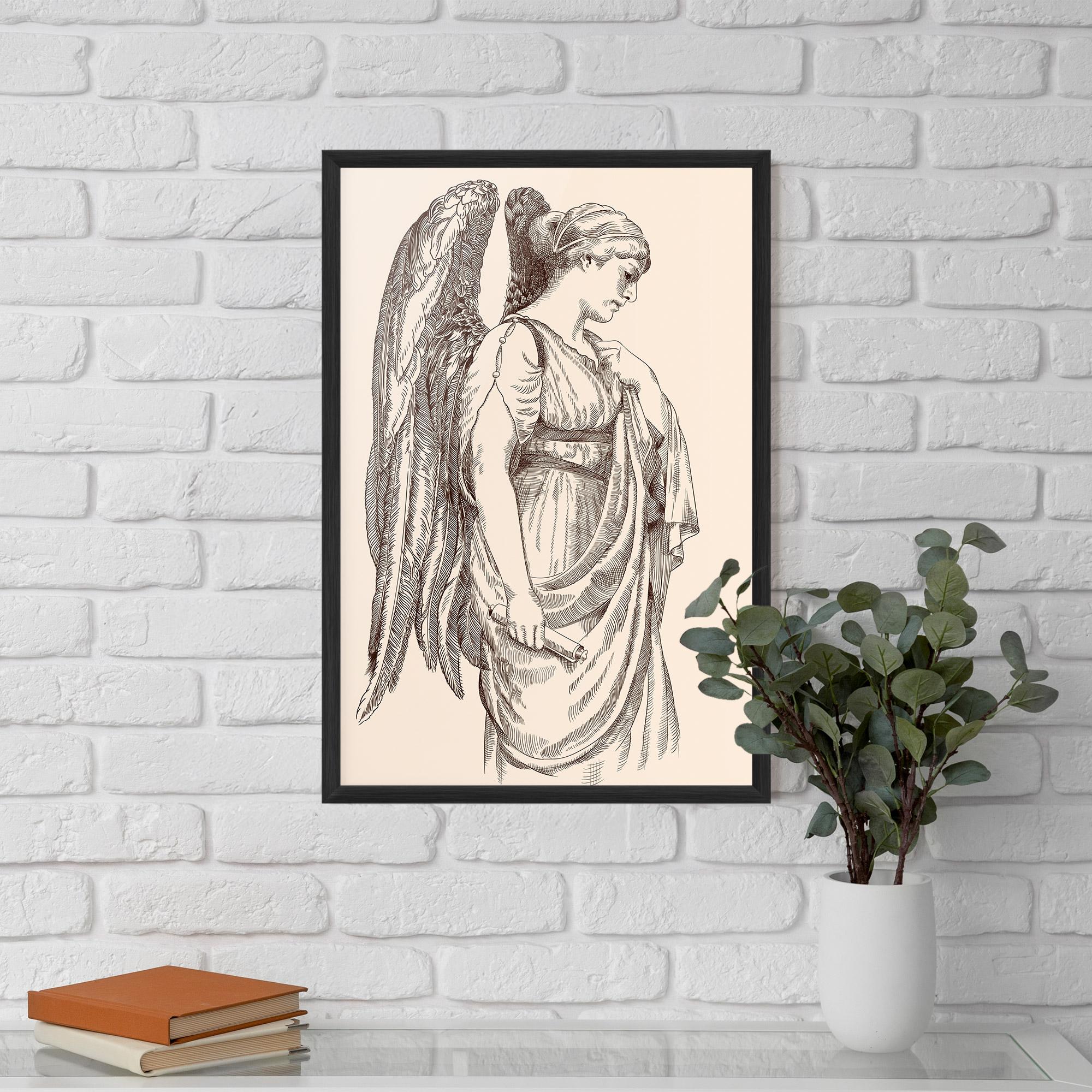 Poster Înrămat Angel Brown Line mockup 5