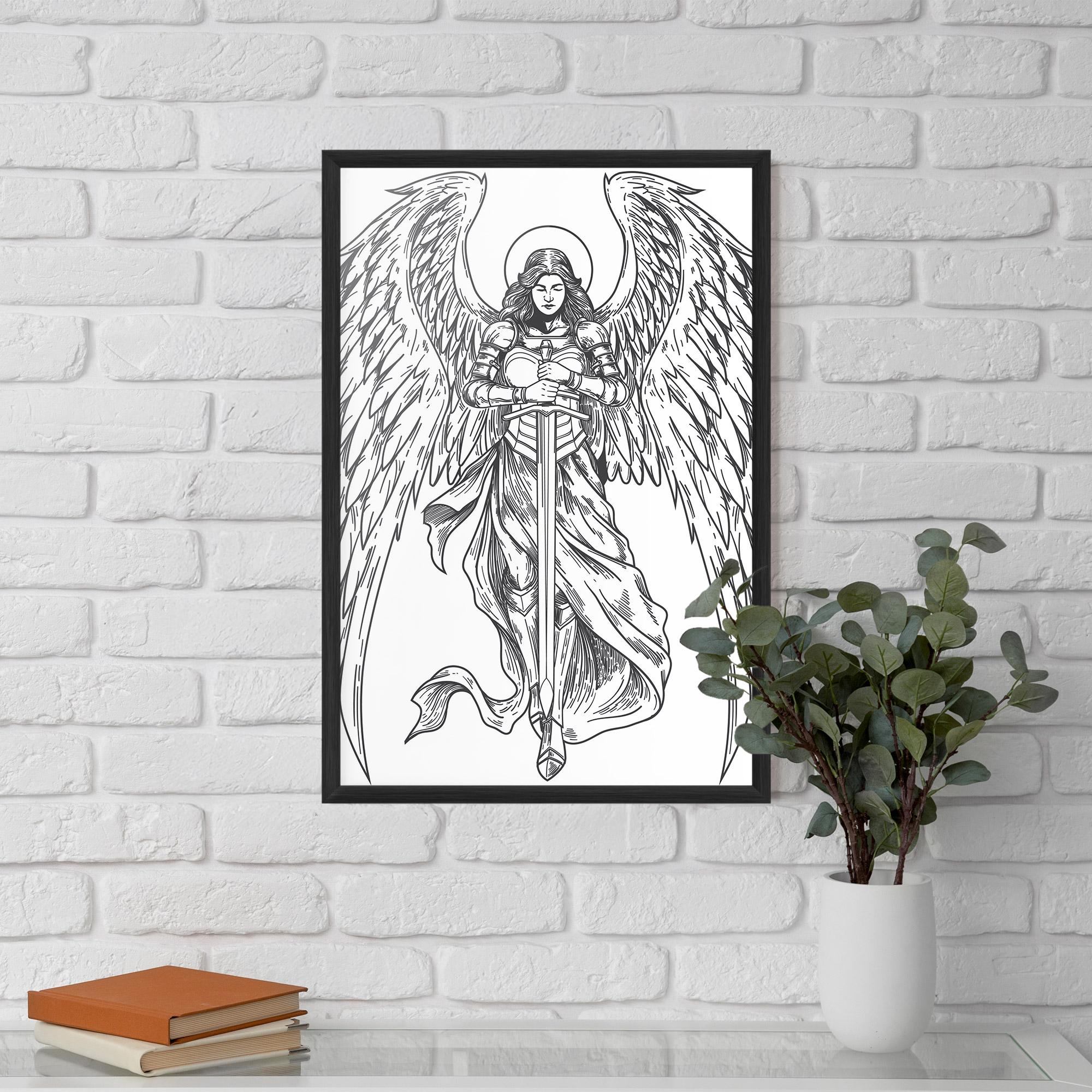 Poster Înrămat Grey Line Angel mockup 5