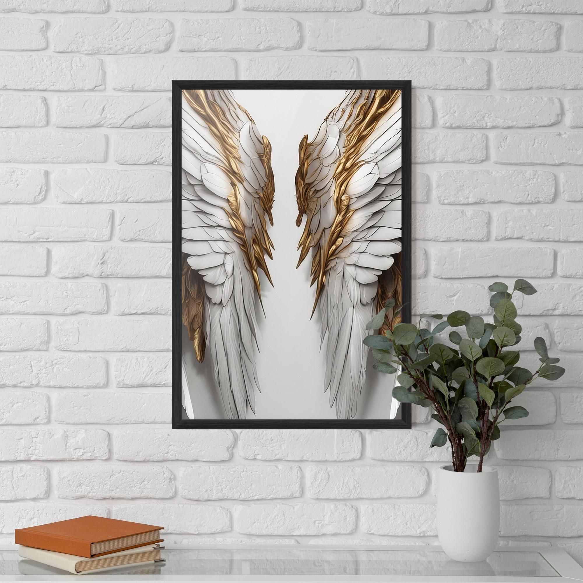 Poster Înrămat Realistic Gold Angel Wings mockup 5