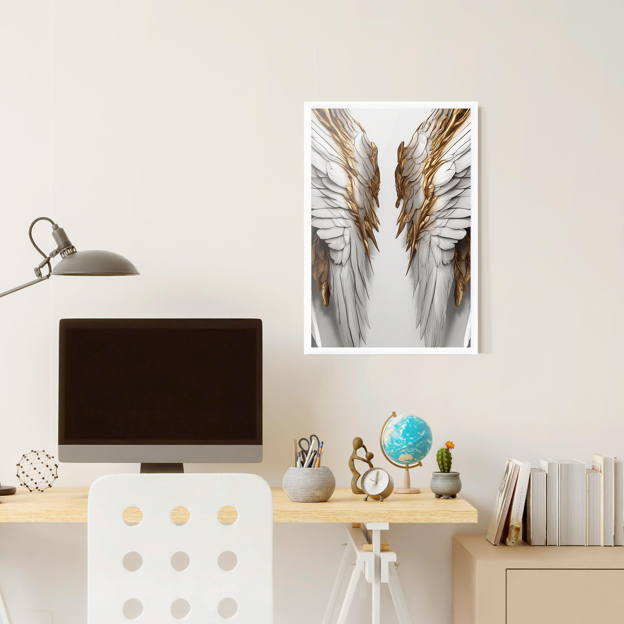 Poster Înrămat Realistic Gold Angel Wings mockup 6