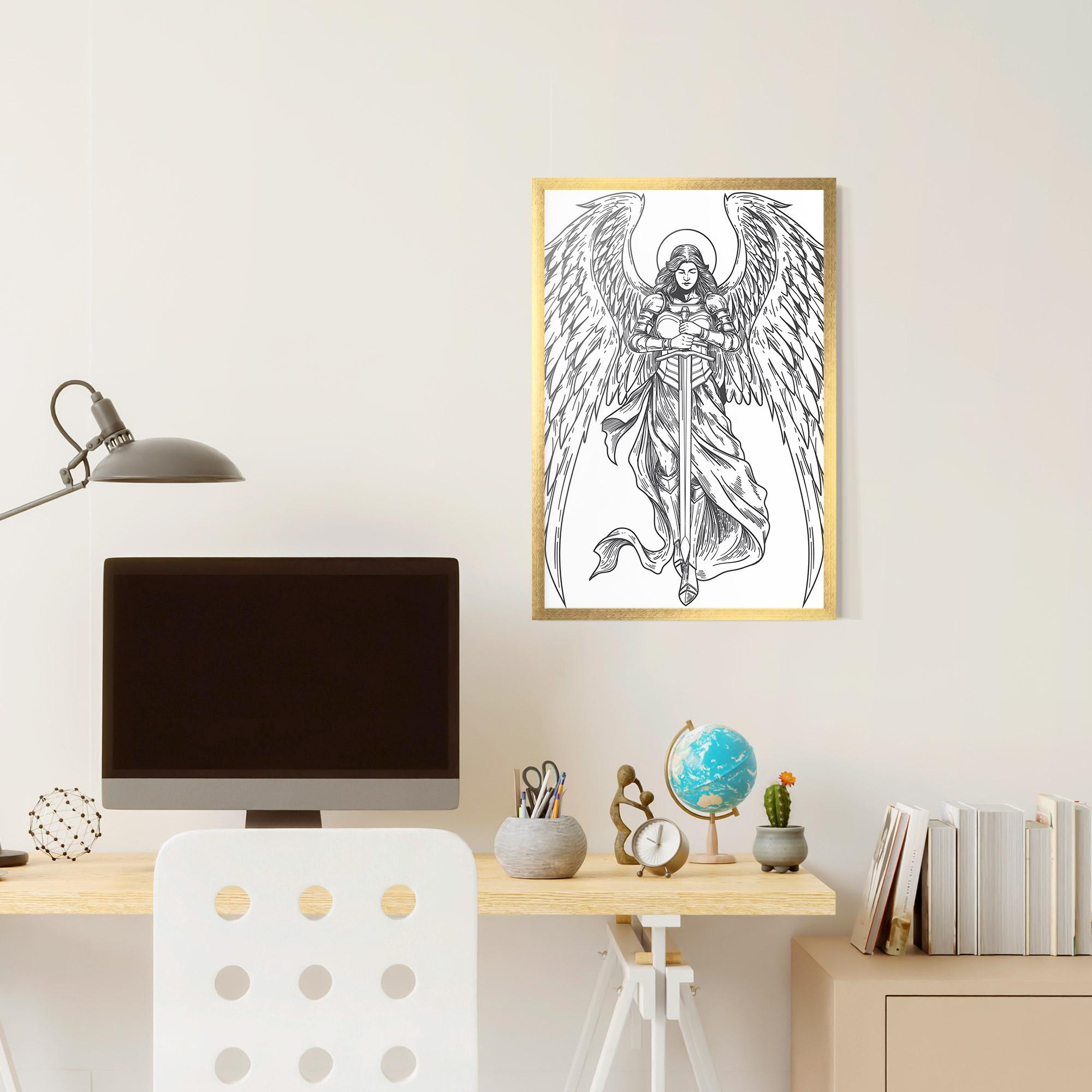 Poster Înrămat Grey Line Angel mockup 6