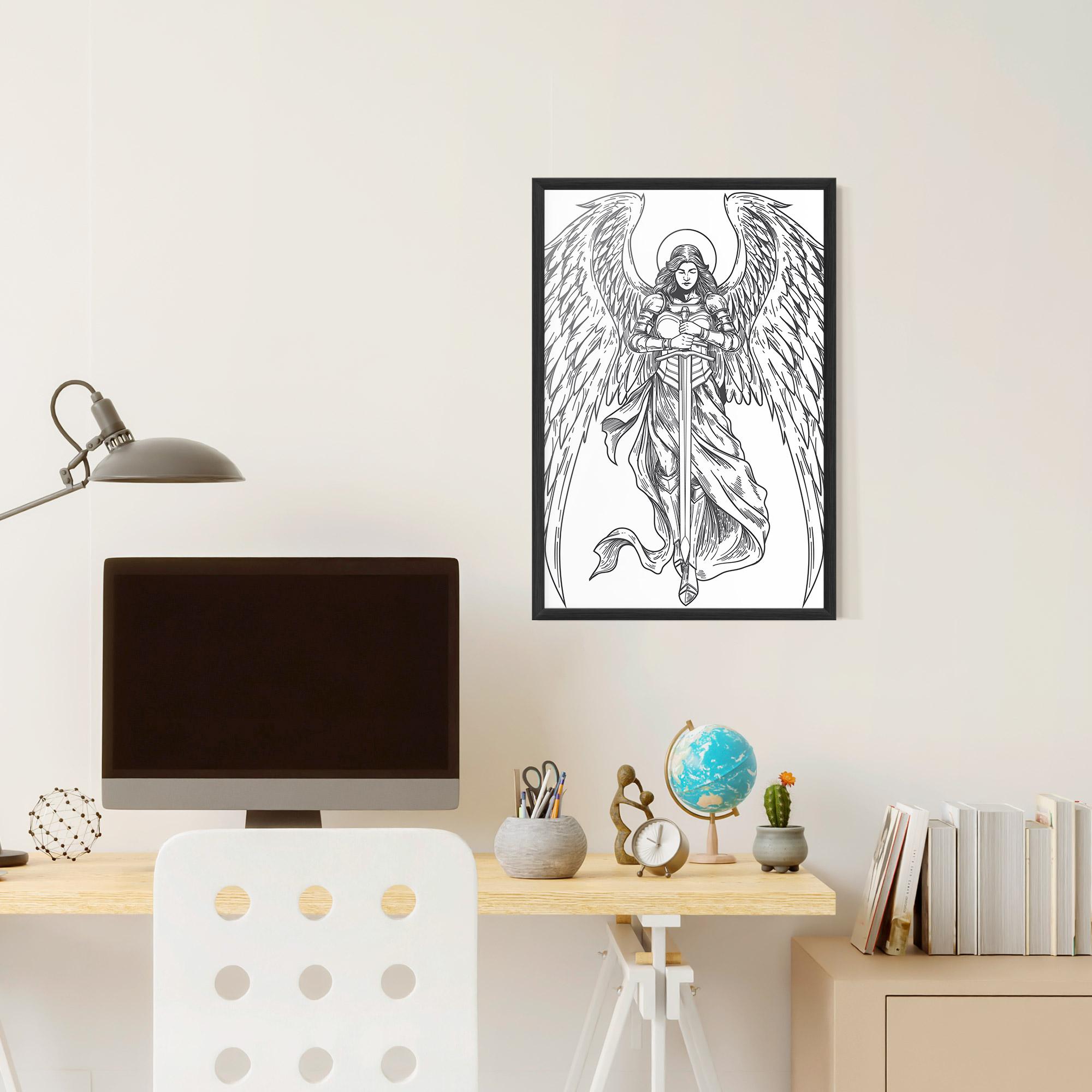 Poster Înrămat Grey Line Angel mockup 6