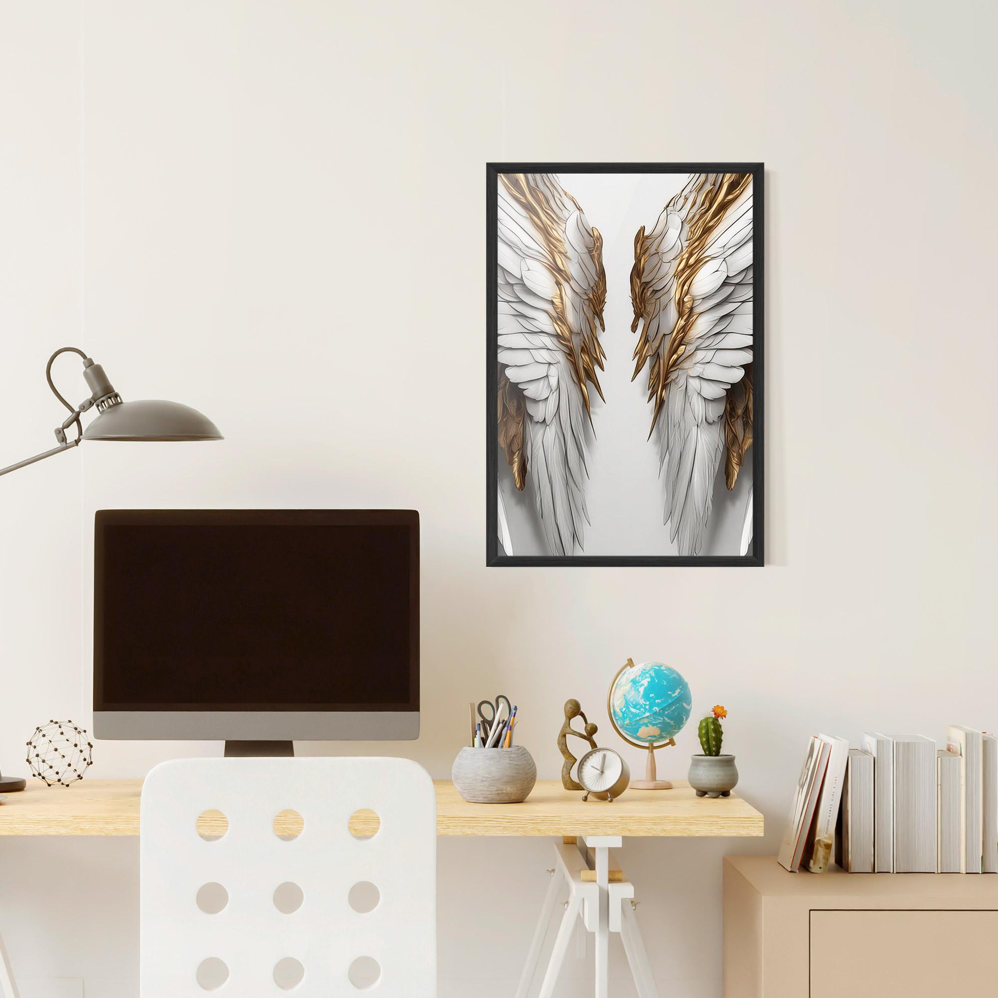 Poster Înrămat Realistic Gold Angel Wings mockup 6
