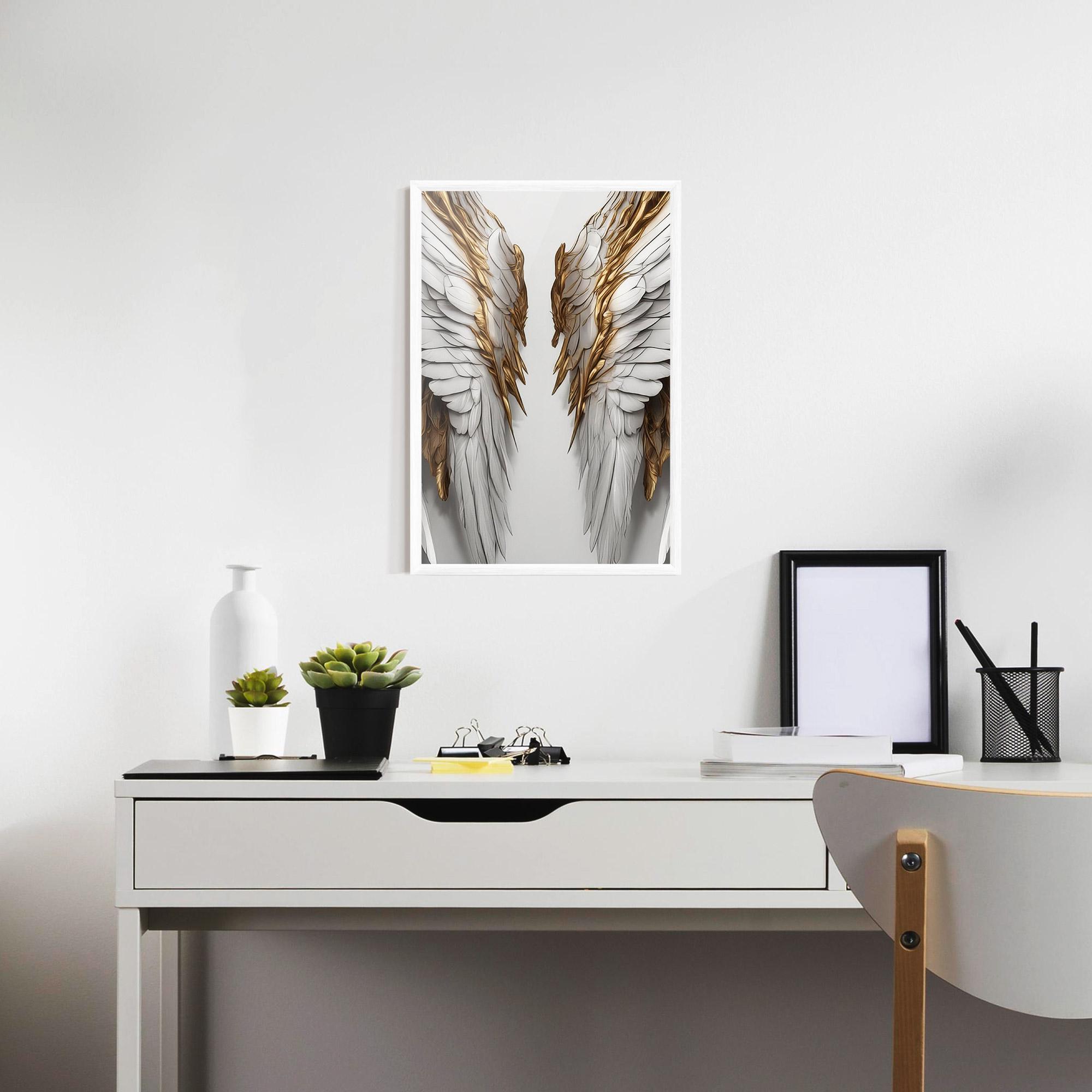 Poster Înrămat Realistic Gold Angel Wings mockup 7