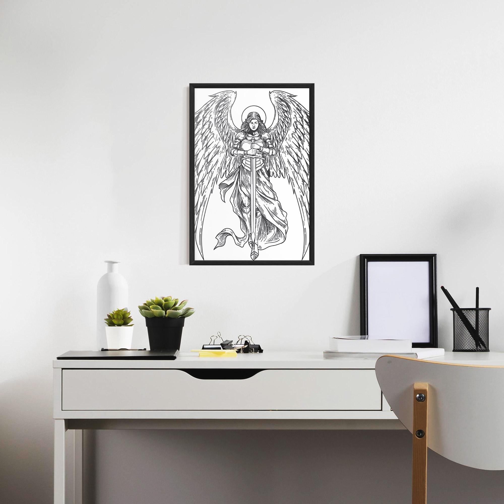Poster Înrămat Grey Line Angel mockup 7