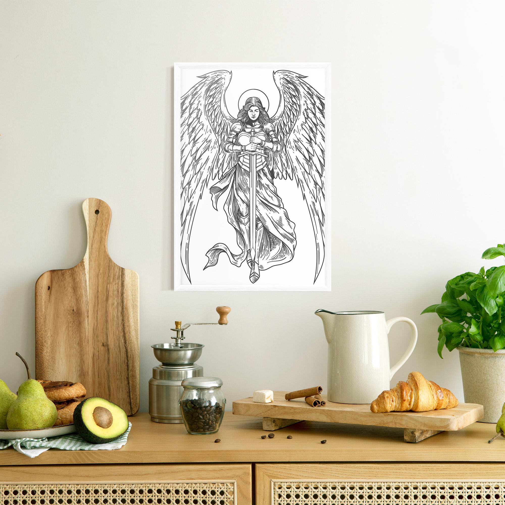 Poster Înrămat Grey Line Angel mockup 8