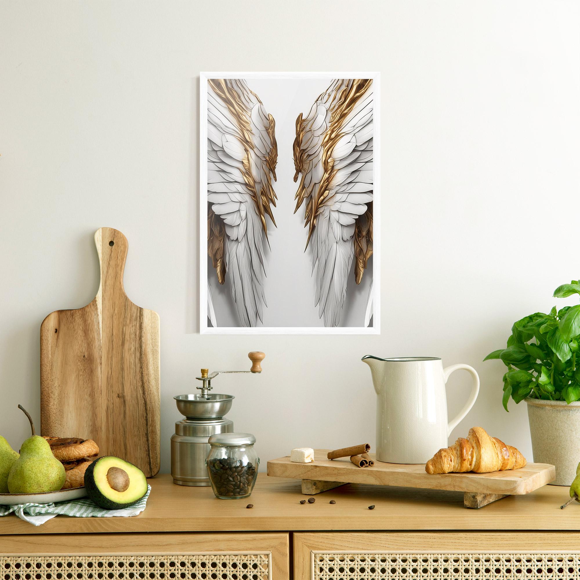Poster Înrămat Realistic Gold Angel Wings mockup 8