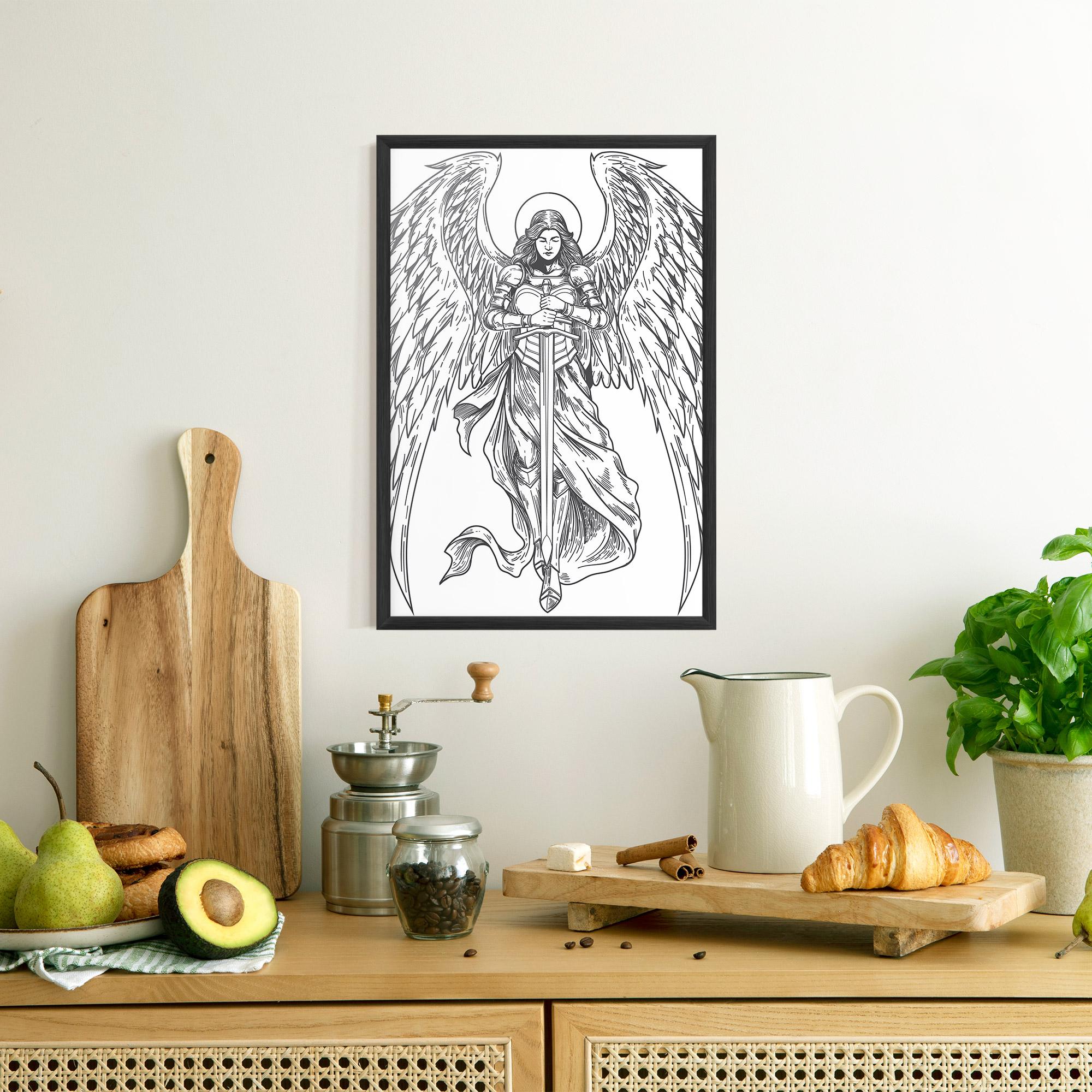 Poster Înrămat Grey Line Angel mockup 8