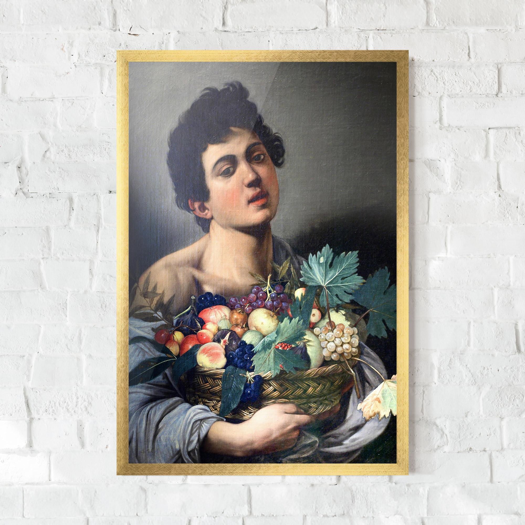 Poster Înrămat Boy With A Basket Of Fruit mockup 0