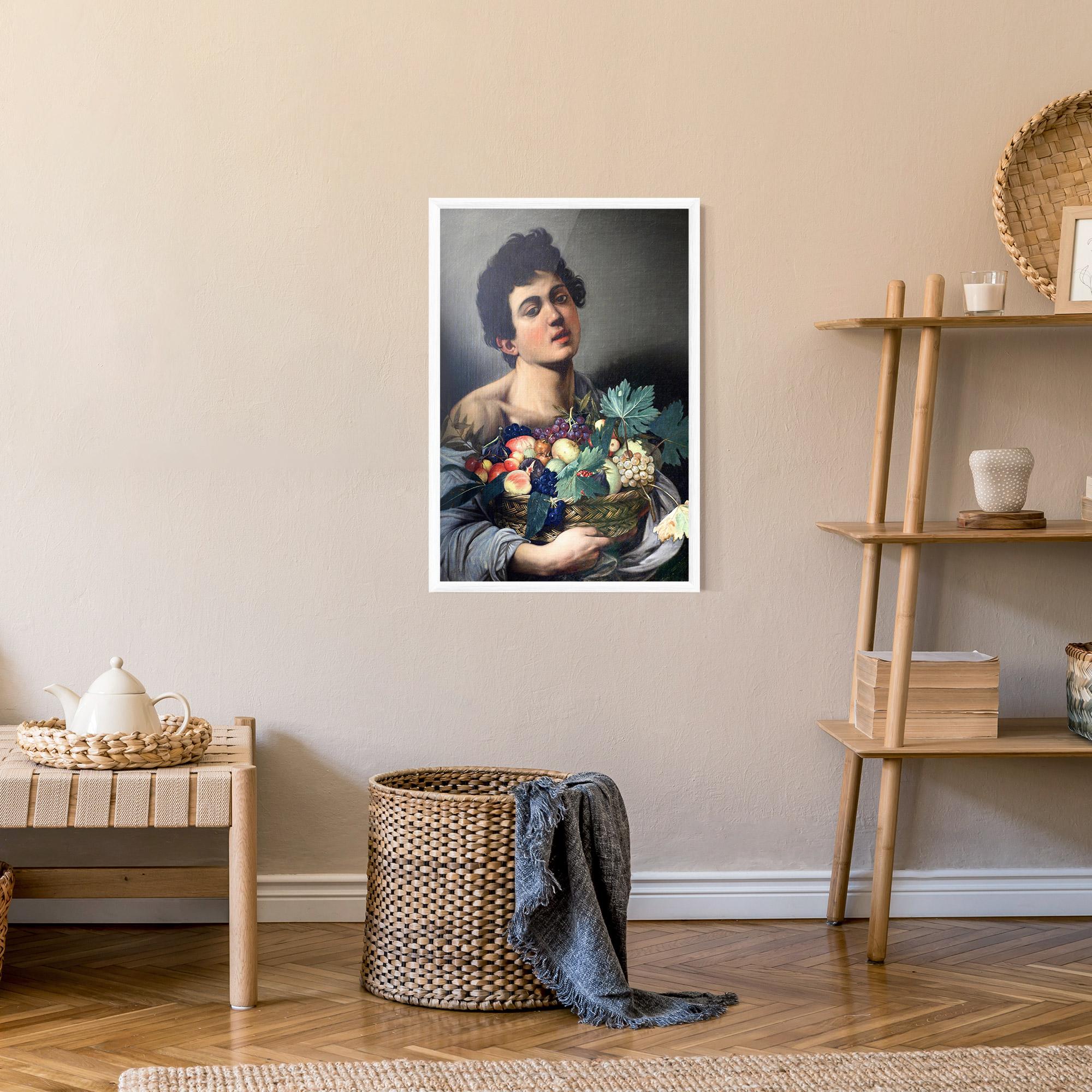 Poster Înrămat Boy With A Basket Of Fruit mockup 9