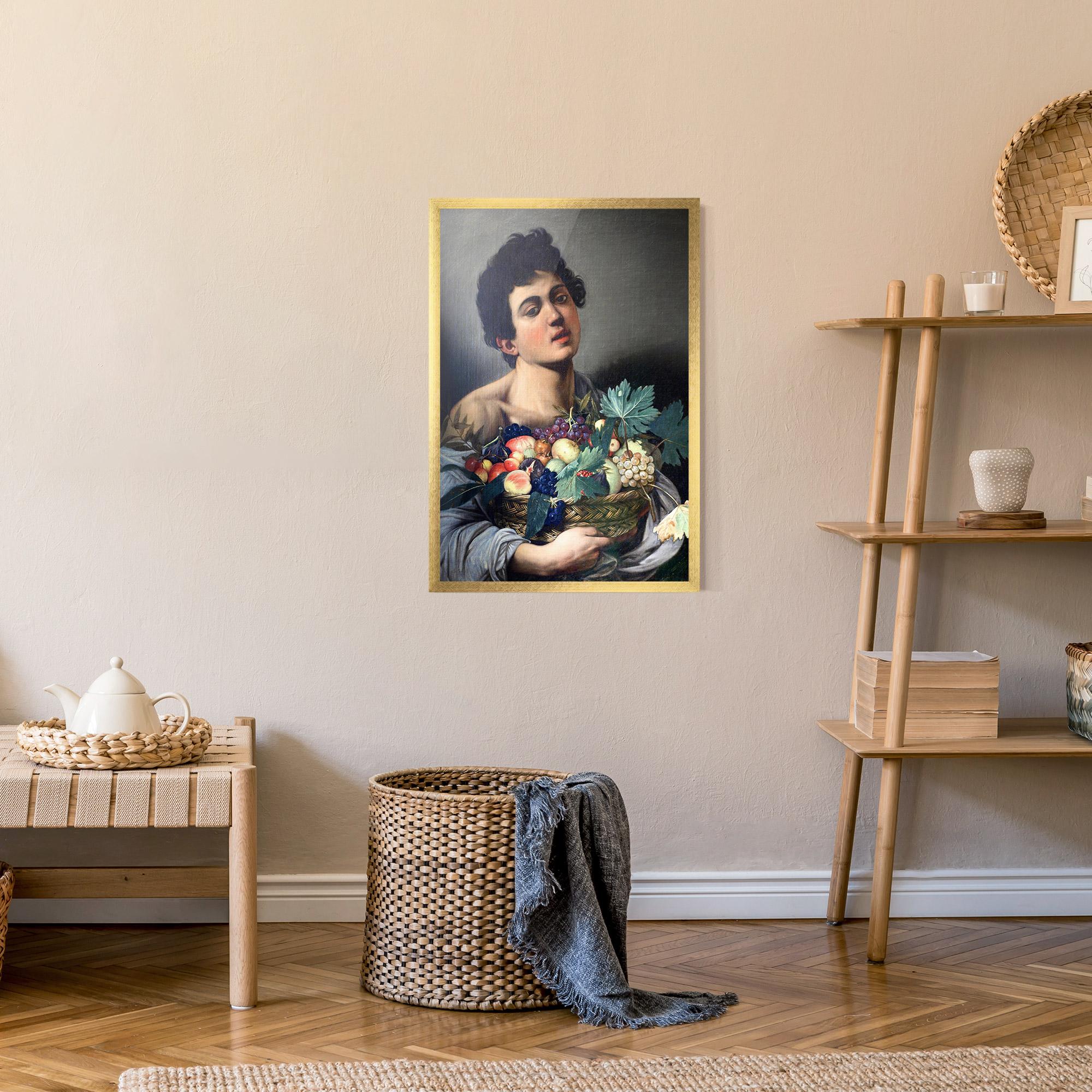 Poster Înrămat Boy With A Basket Of Fruit mockup 9