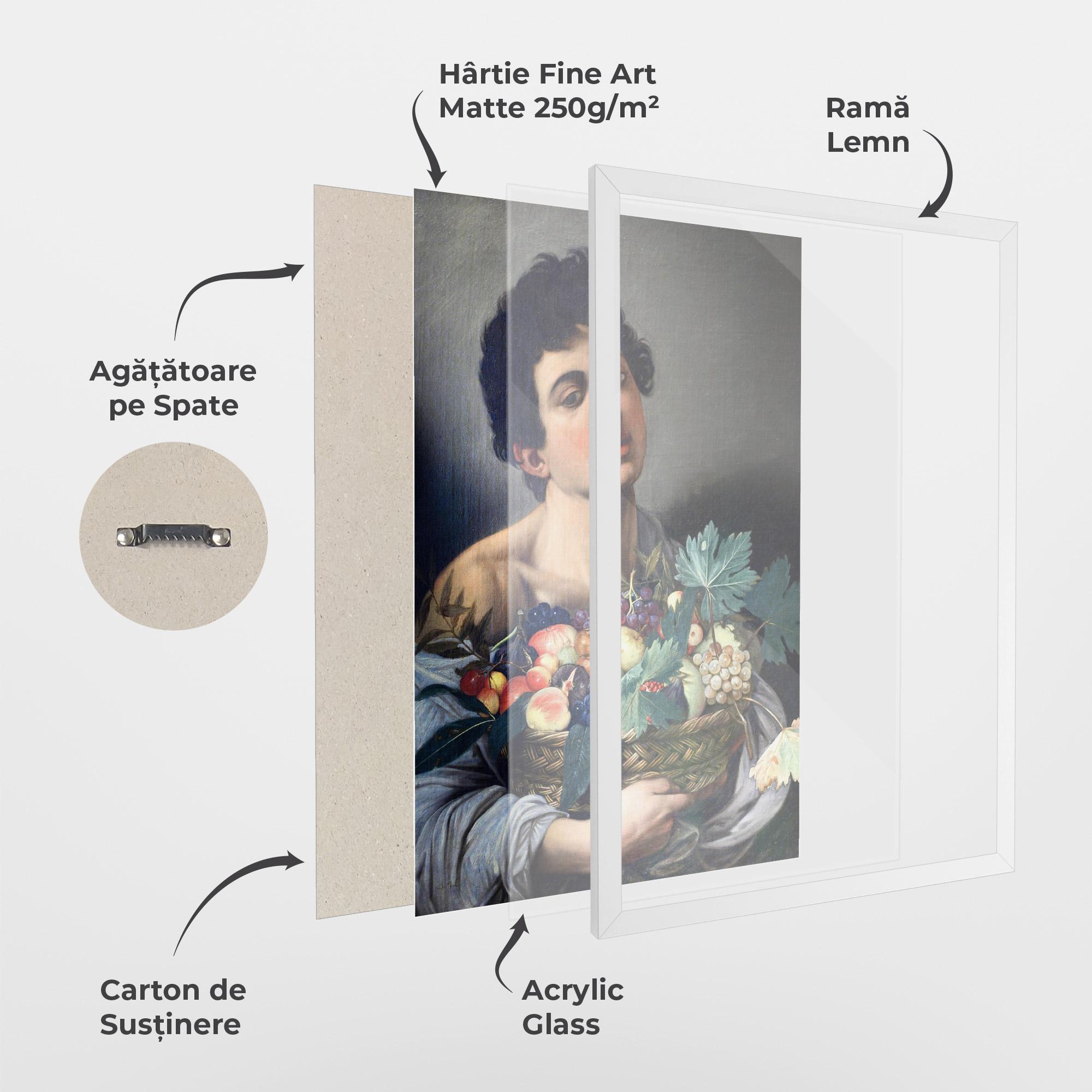 Poster Înrămat Boy With A Basket Of Fruit mockup 1