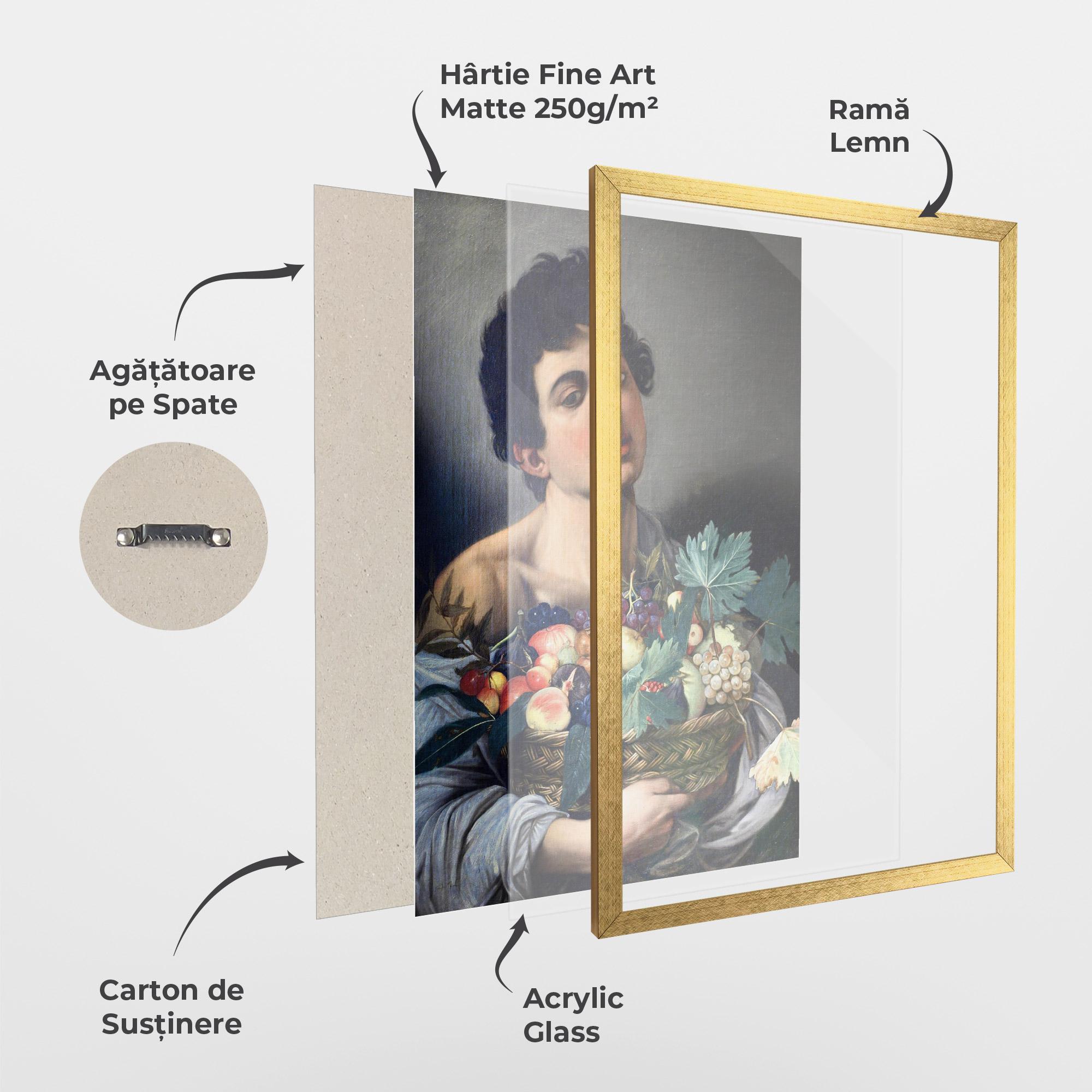 Poster Înrămat Boy With A Basket Of Fruit mockup 1