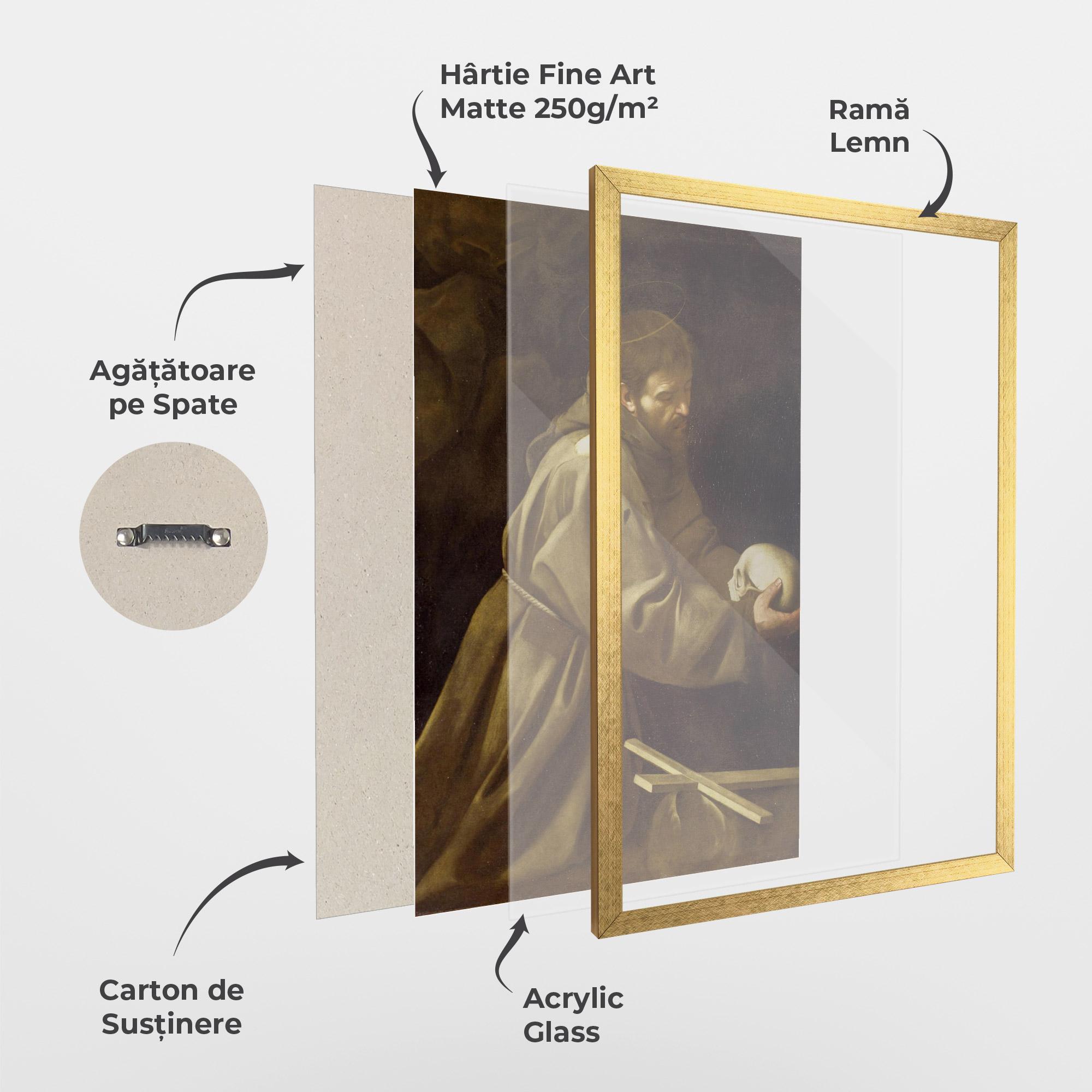Poster Înrămat Caravaggio Francis Prayer mockup 1