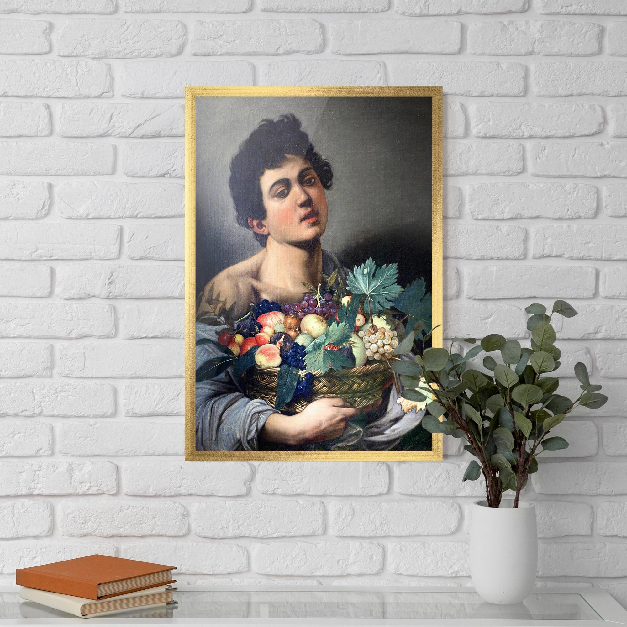 Poster Înrămat Boy With A Basket Of Fruit mockup 5