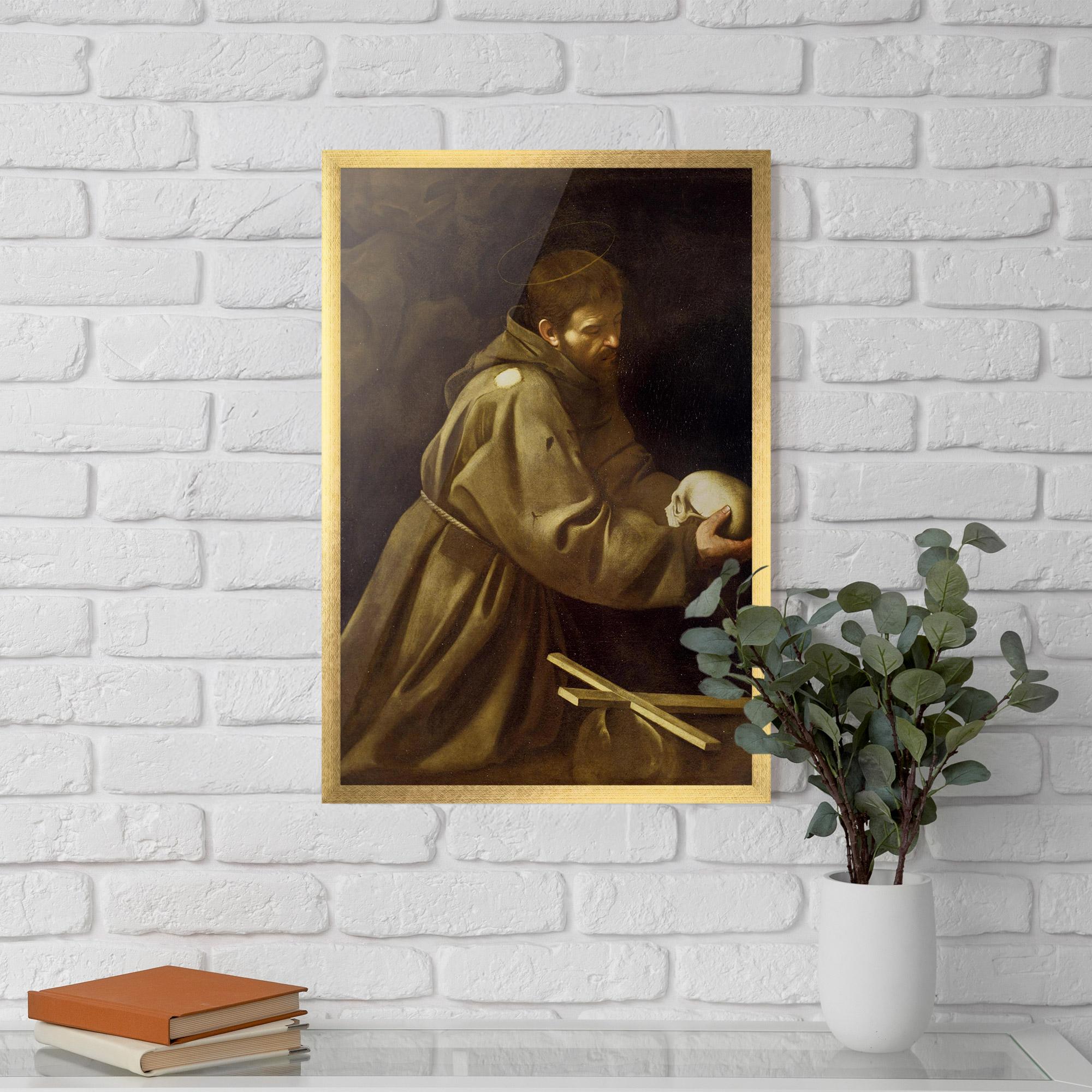 Poster Înrămat Caravaggio Francis Prayer mockup 5