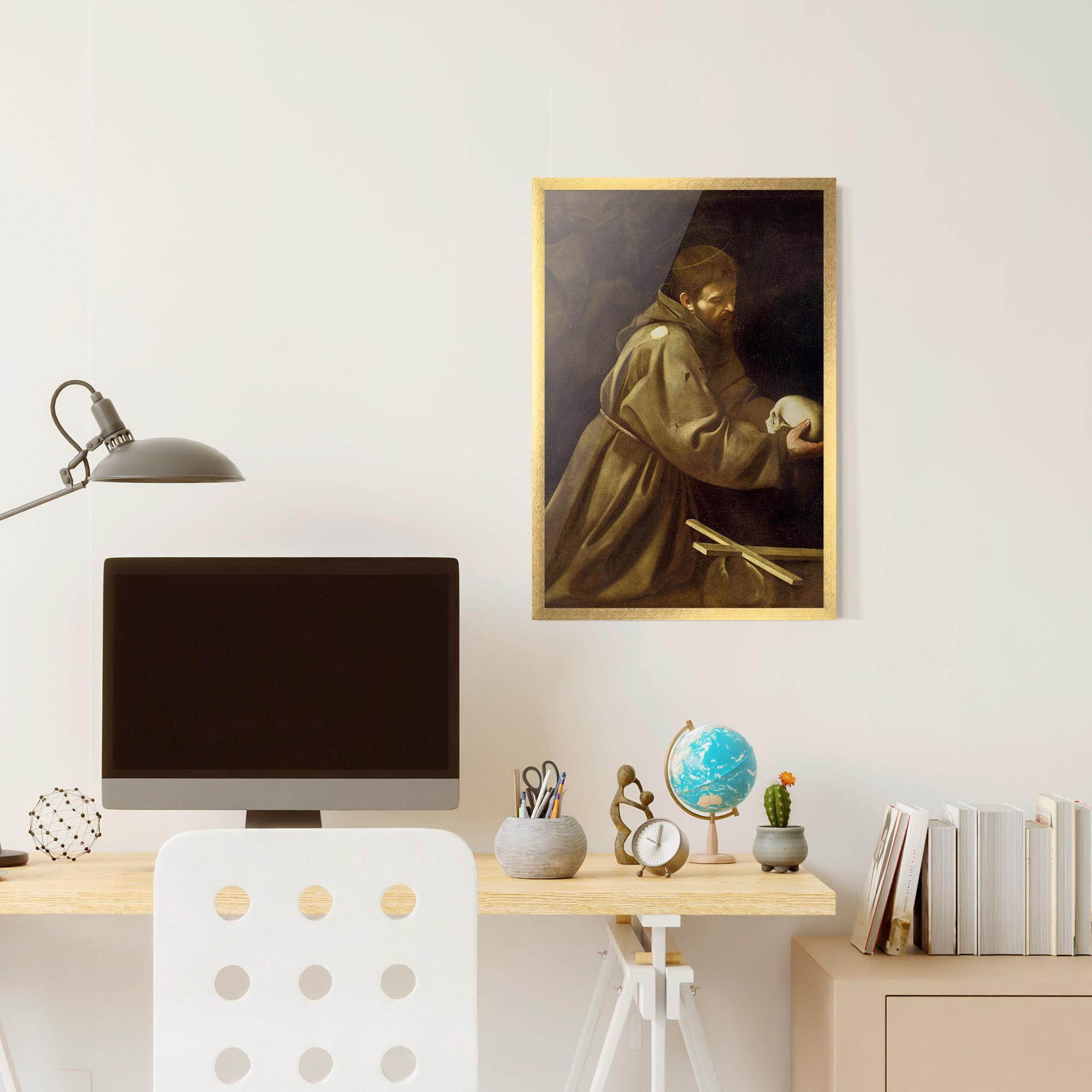 Poster Înrămat Caravaggio Francis Prayer mockup 6