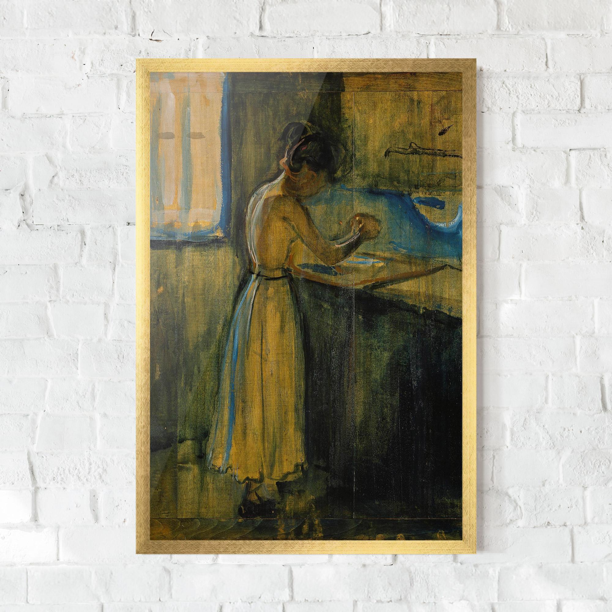 Poster Înrămat Woman Washing Herself mockup 0