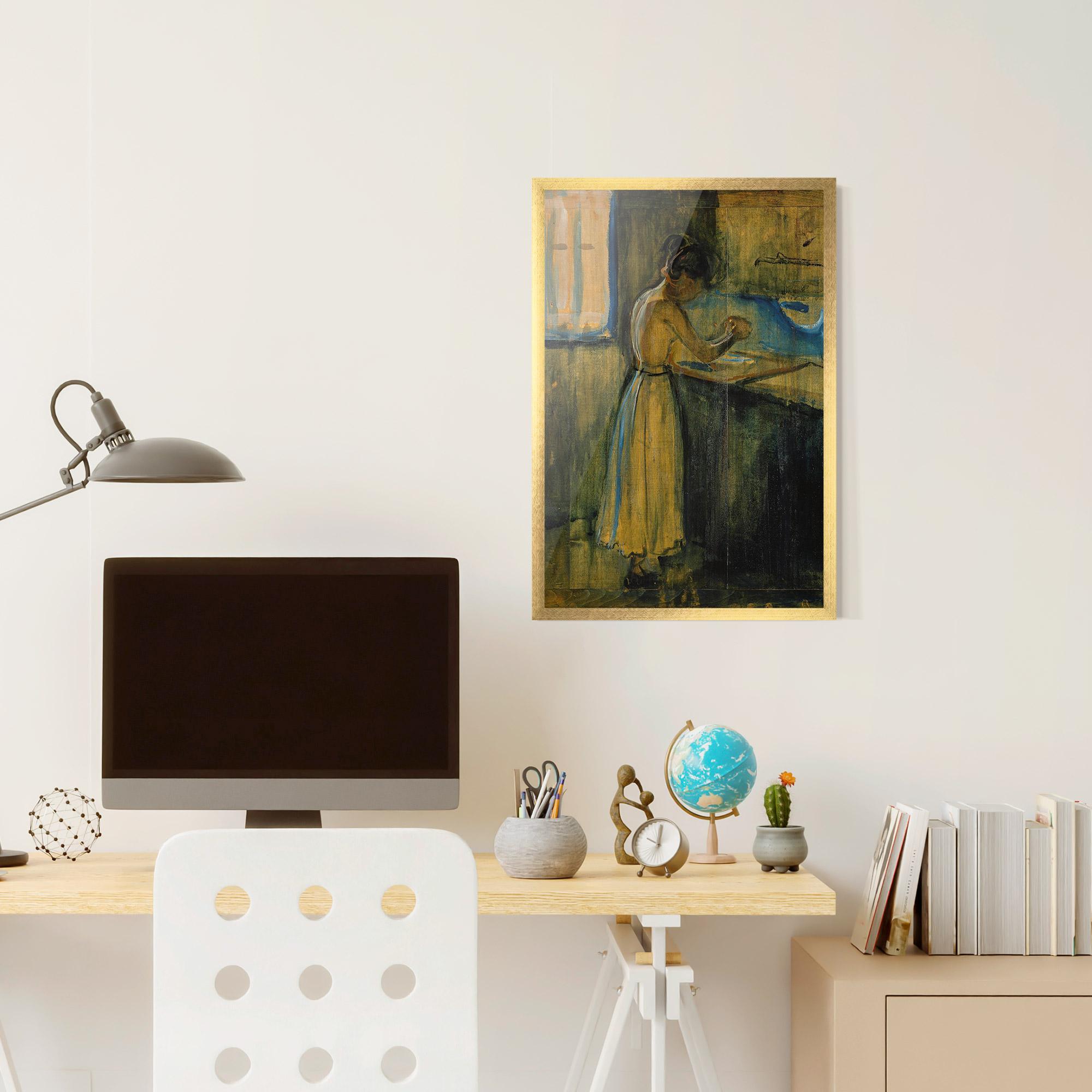 Poster Înrămat Woman Washing Herself mockup 6