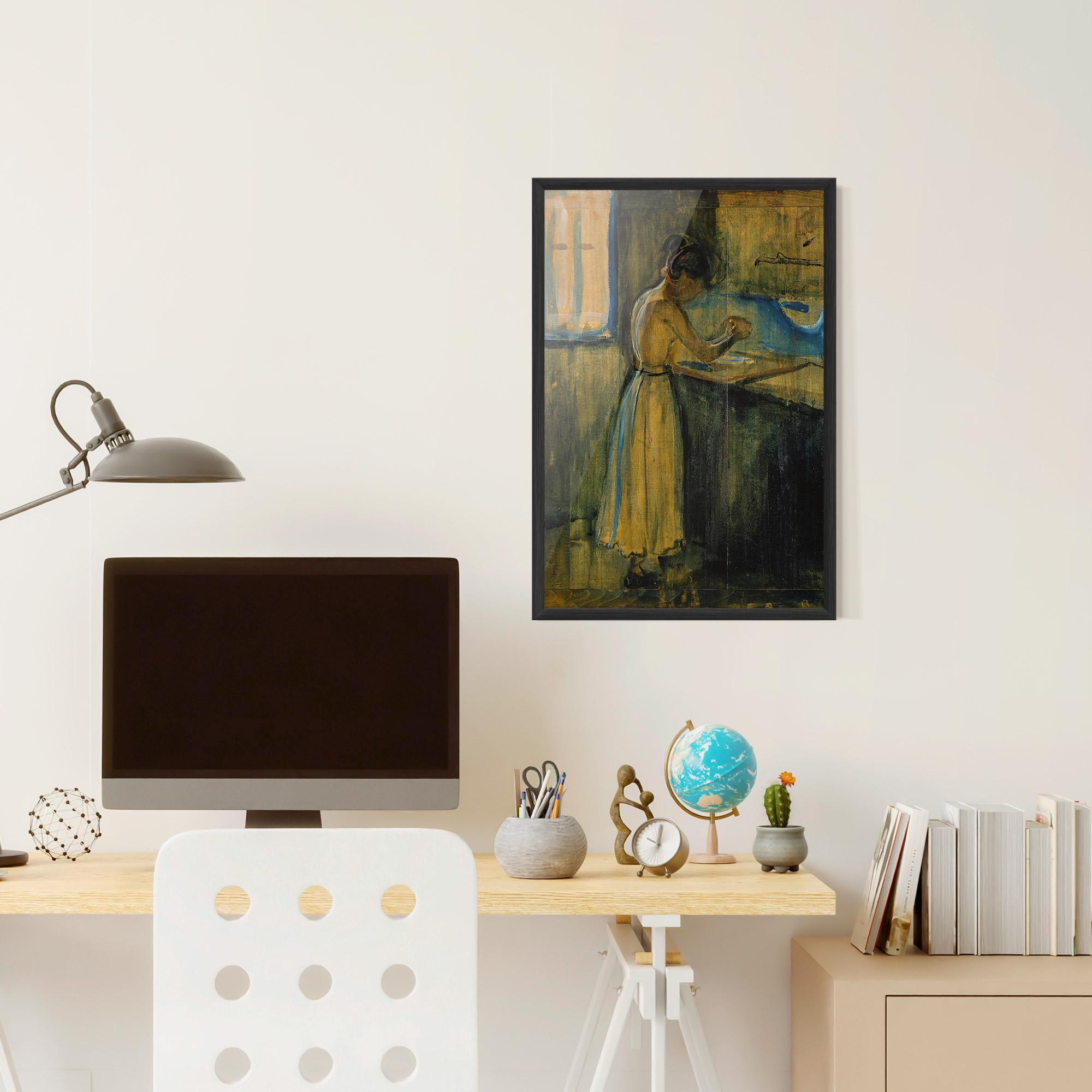 Poster Înrămat Woman Washing Herself mockup 6