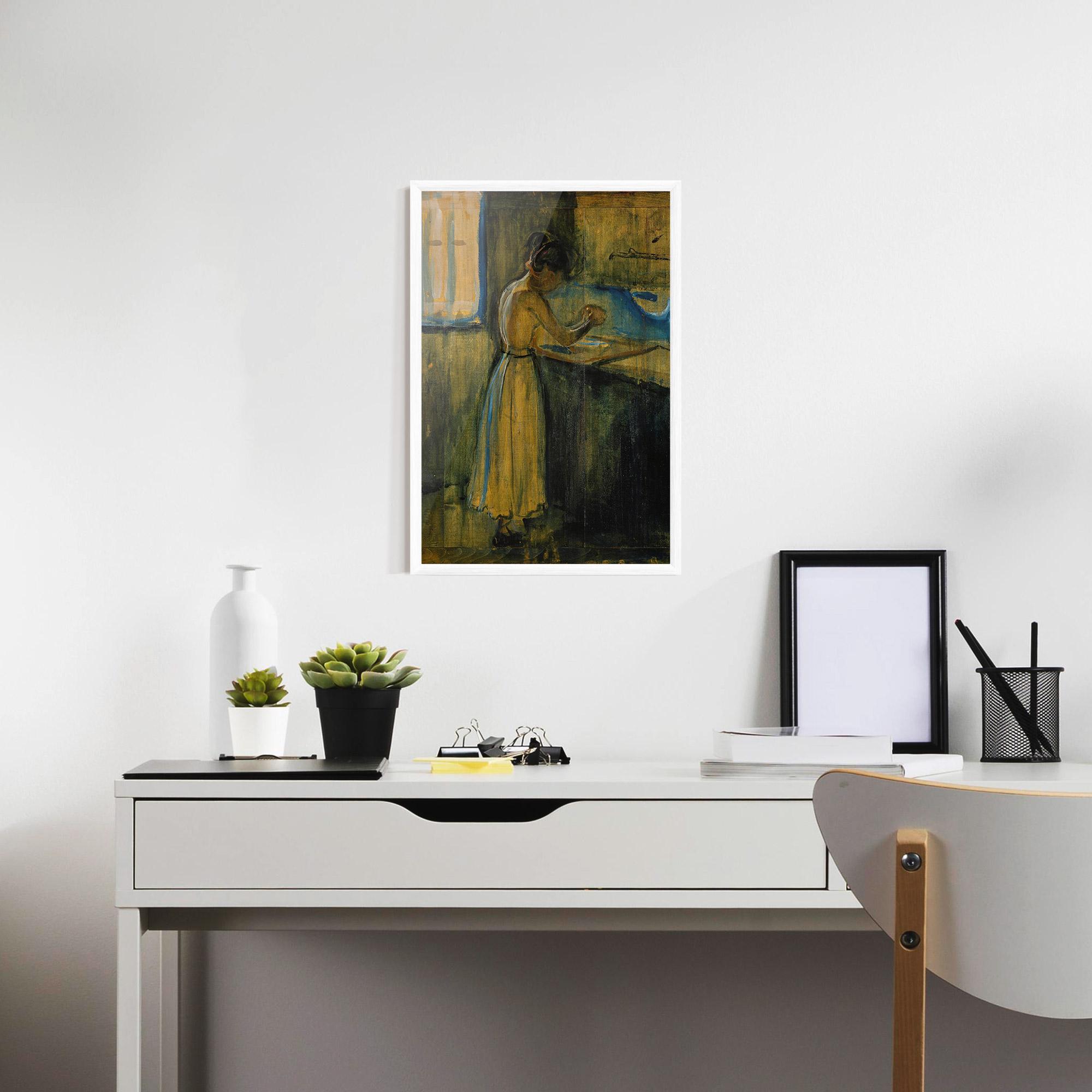 Poster Înrămat Woman Washing Herself mockup 7