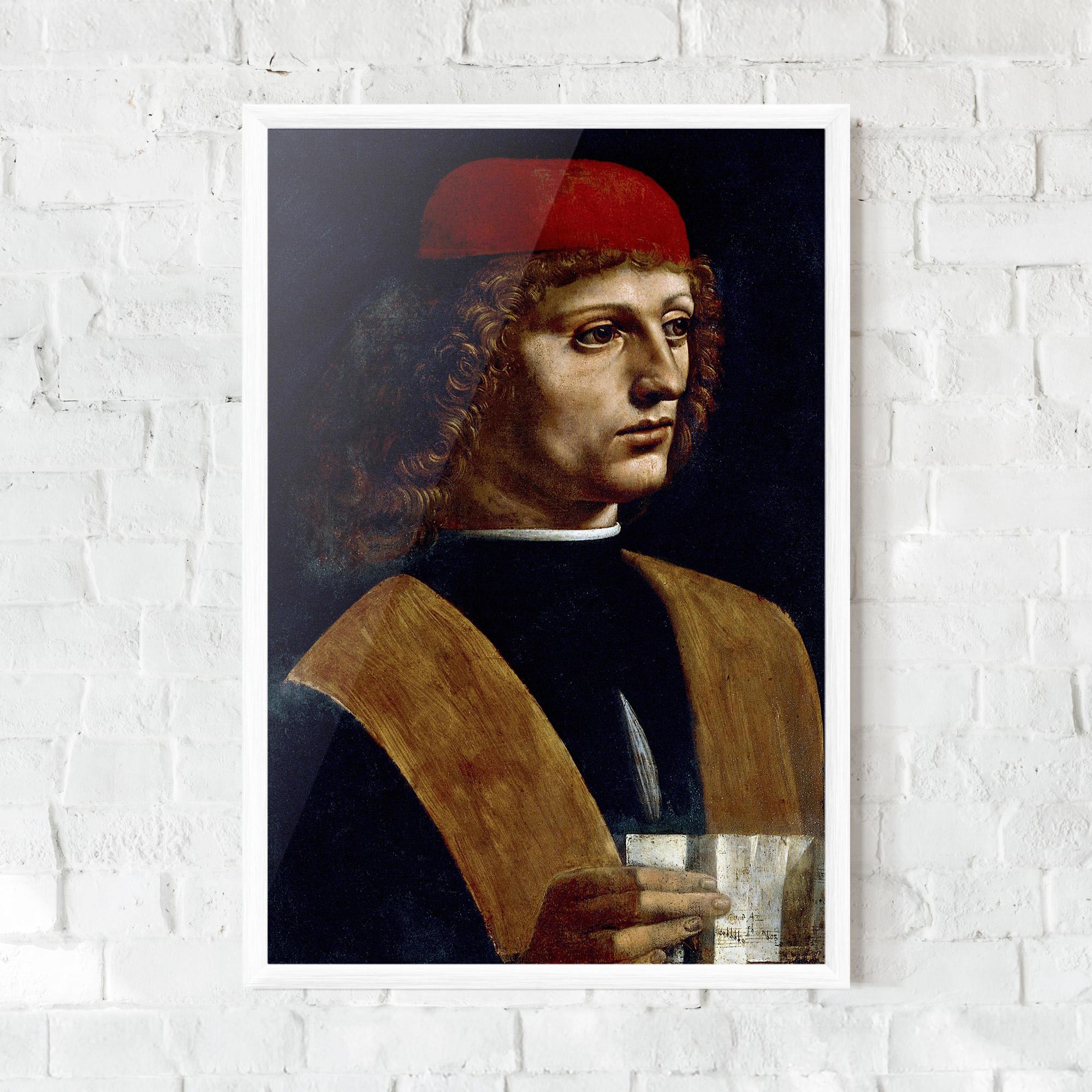 Poster Înrămat Leonardo Da Vinci's The Portrait Of A Musician mockup 0