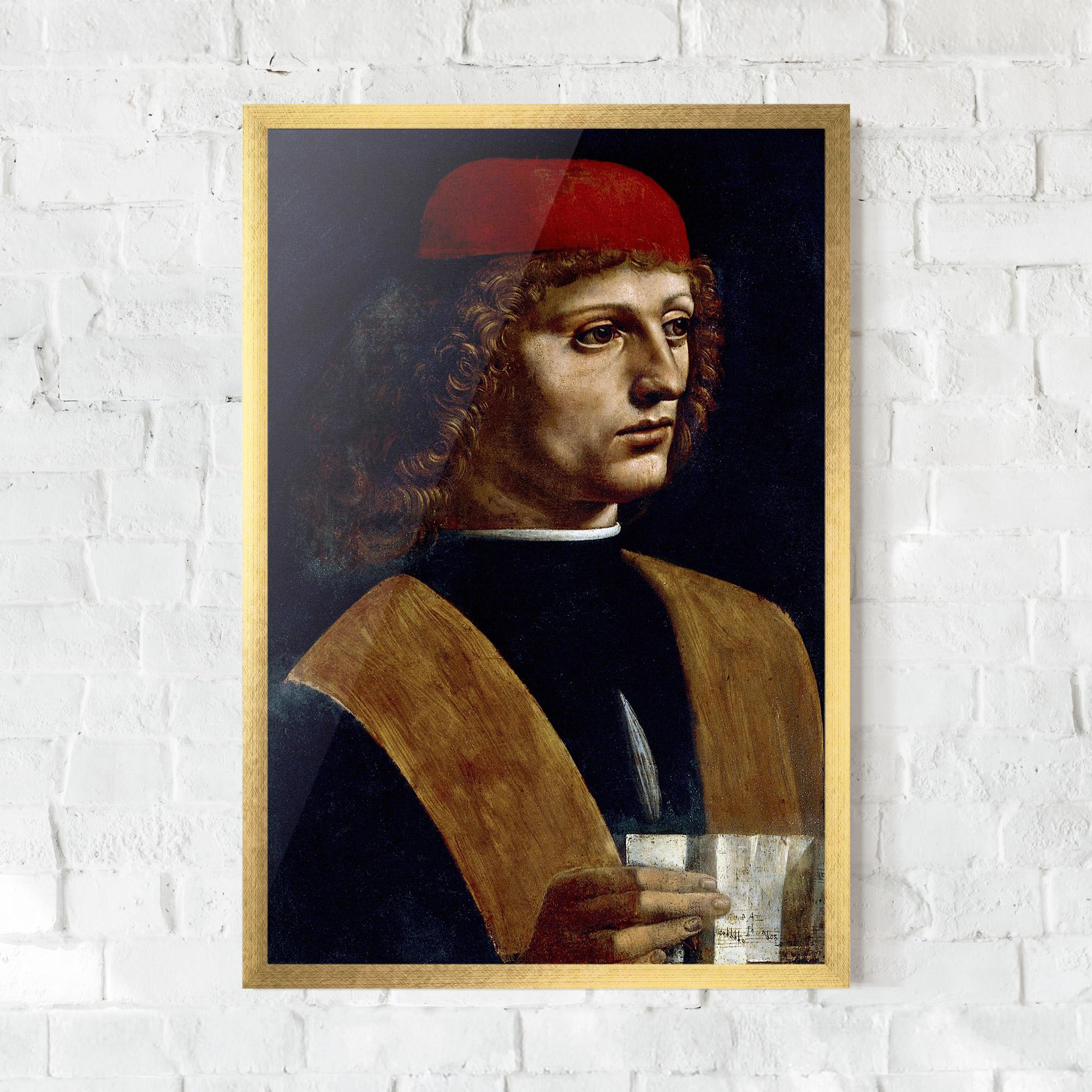 Poster Înrămat Leonardo Da Vinci's The Portrait Of A Musician mockup 0