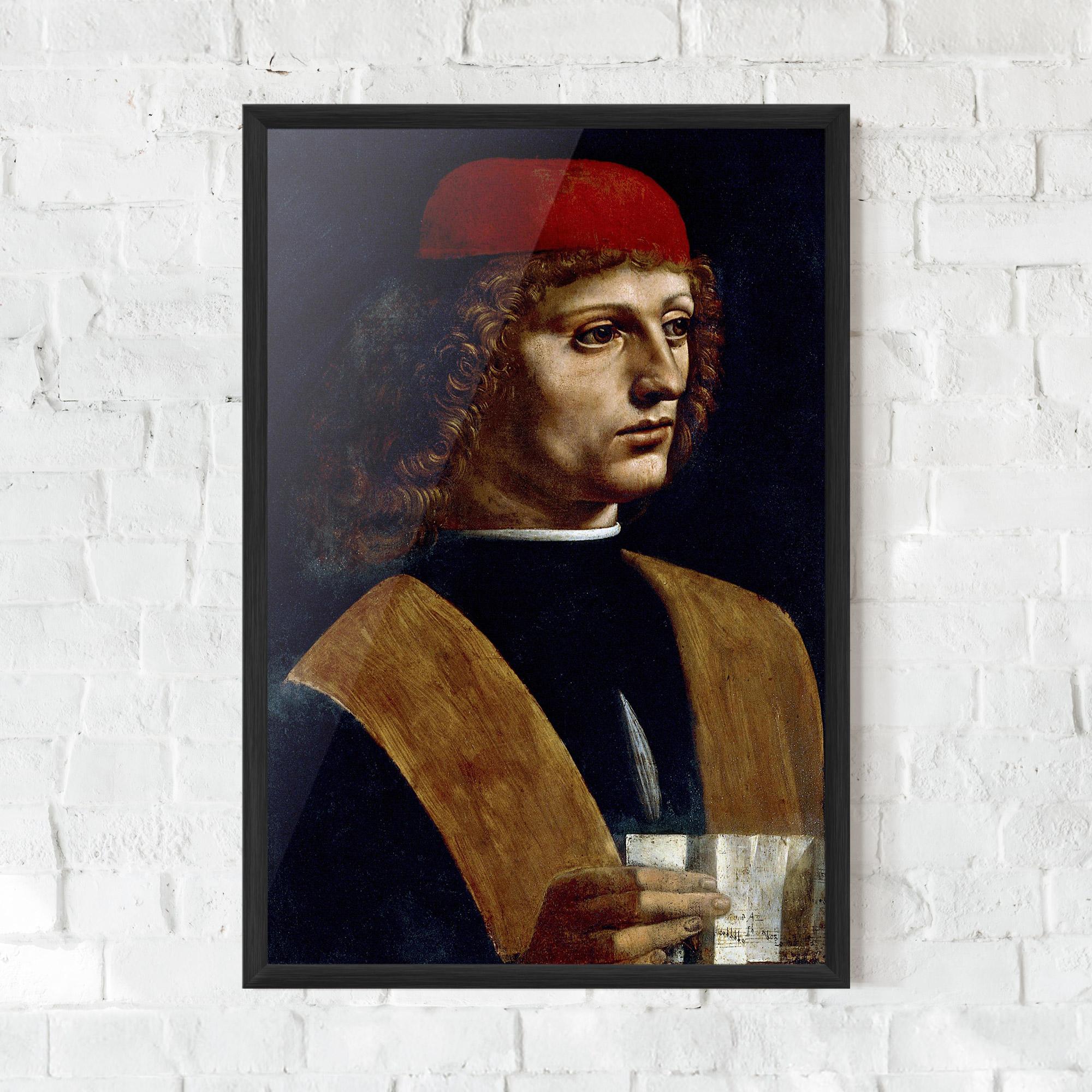 Poster Înrămat Leonardo Da Vinci's The Portrait Of A Musician mockup 0