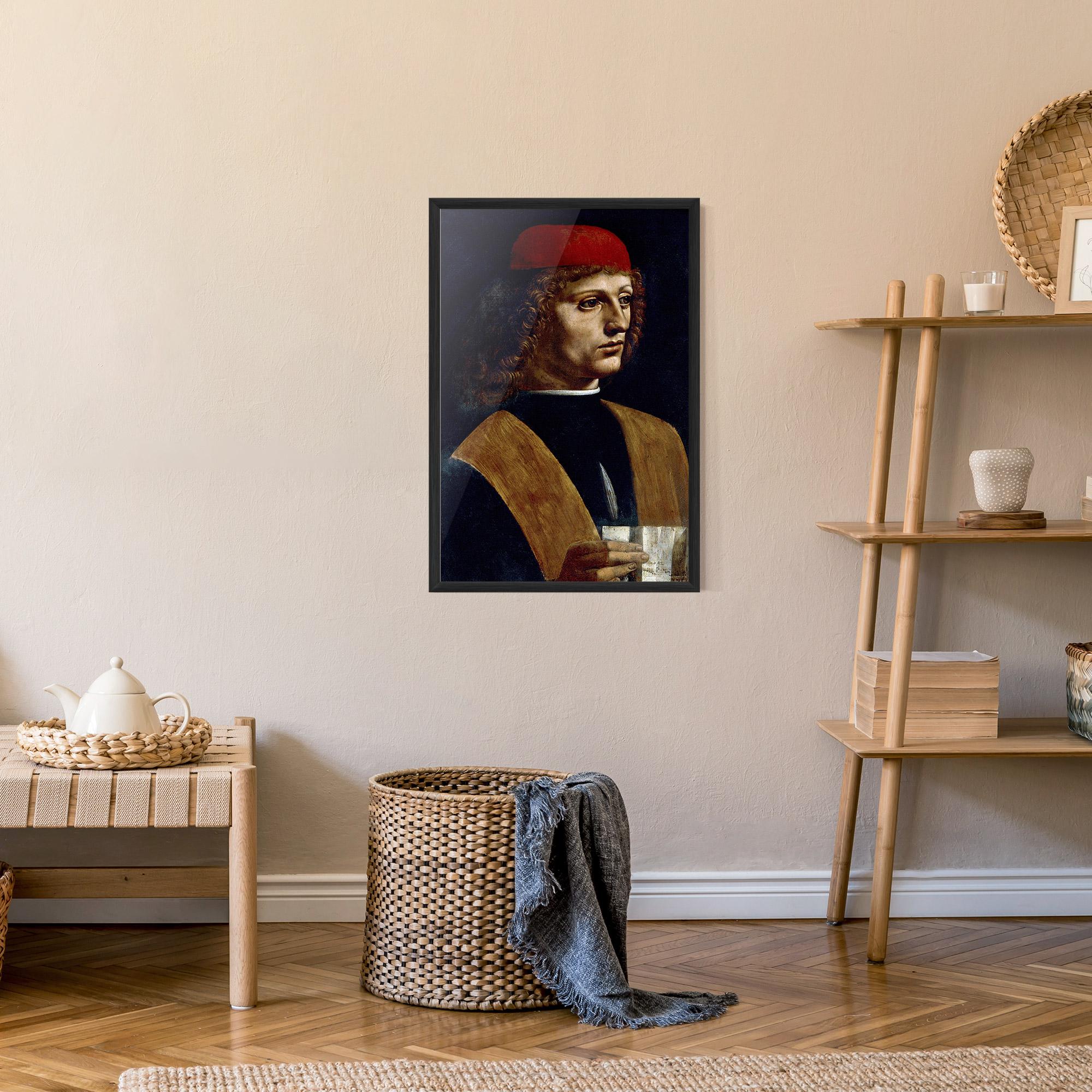Poster Înrămat Leonardo Da Vinci's The Portrait Of A Musician mockup 9