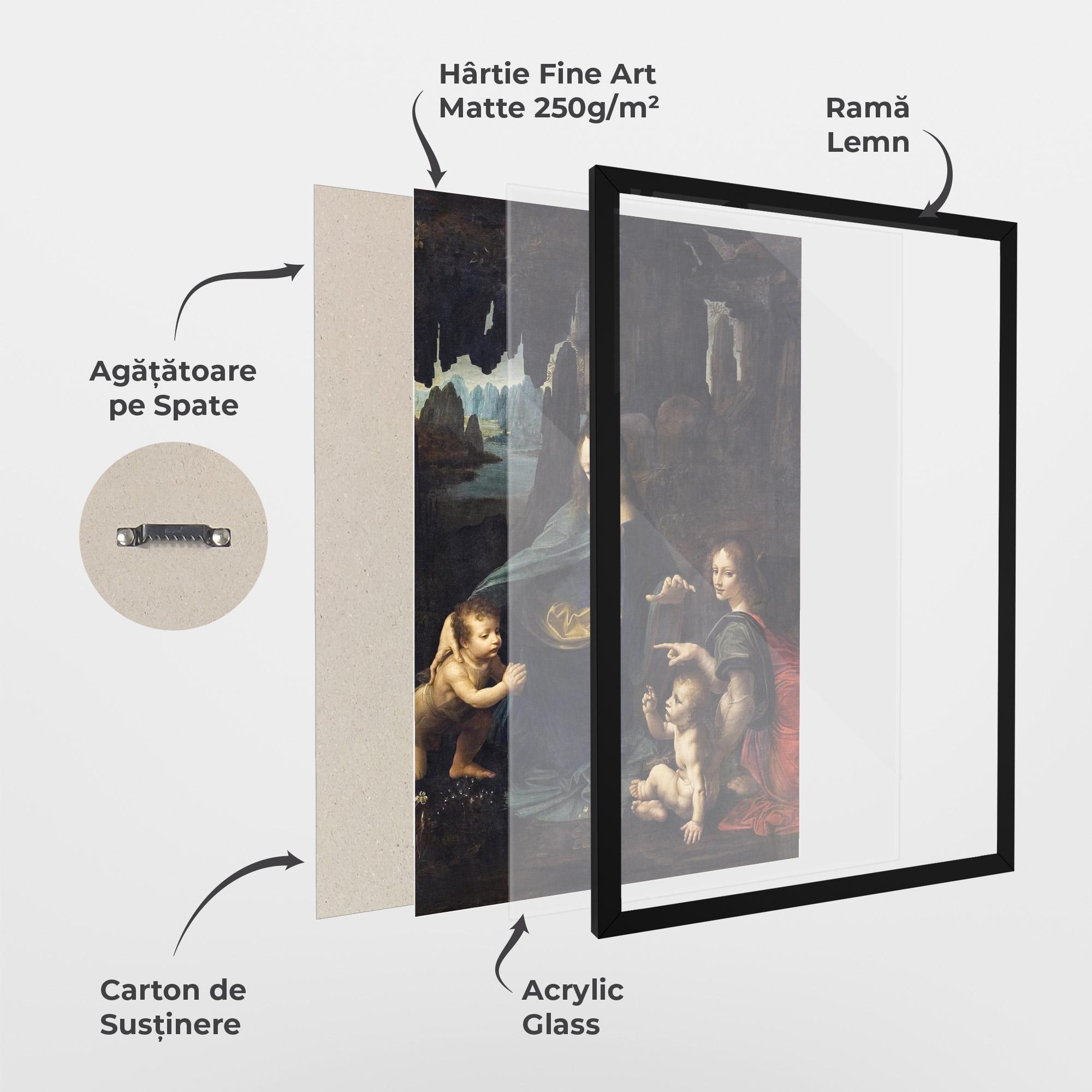 Poster Înrămat The Virgin Of The Rocks Leonardo Da Vinci mockup 1