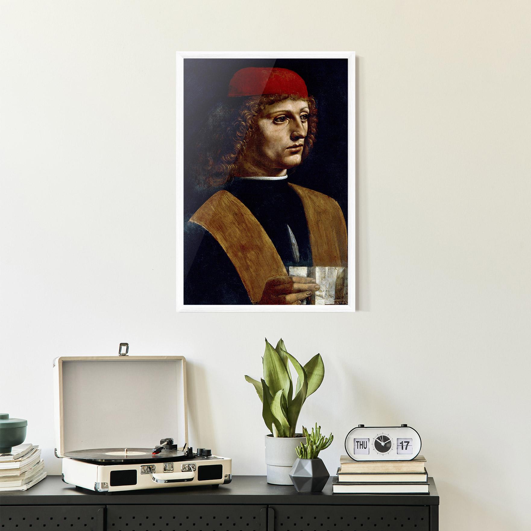 Poster Înrămat Leonardo Da Vinci's The Portrait Of A Musician mockup 2