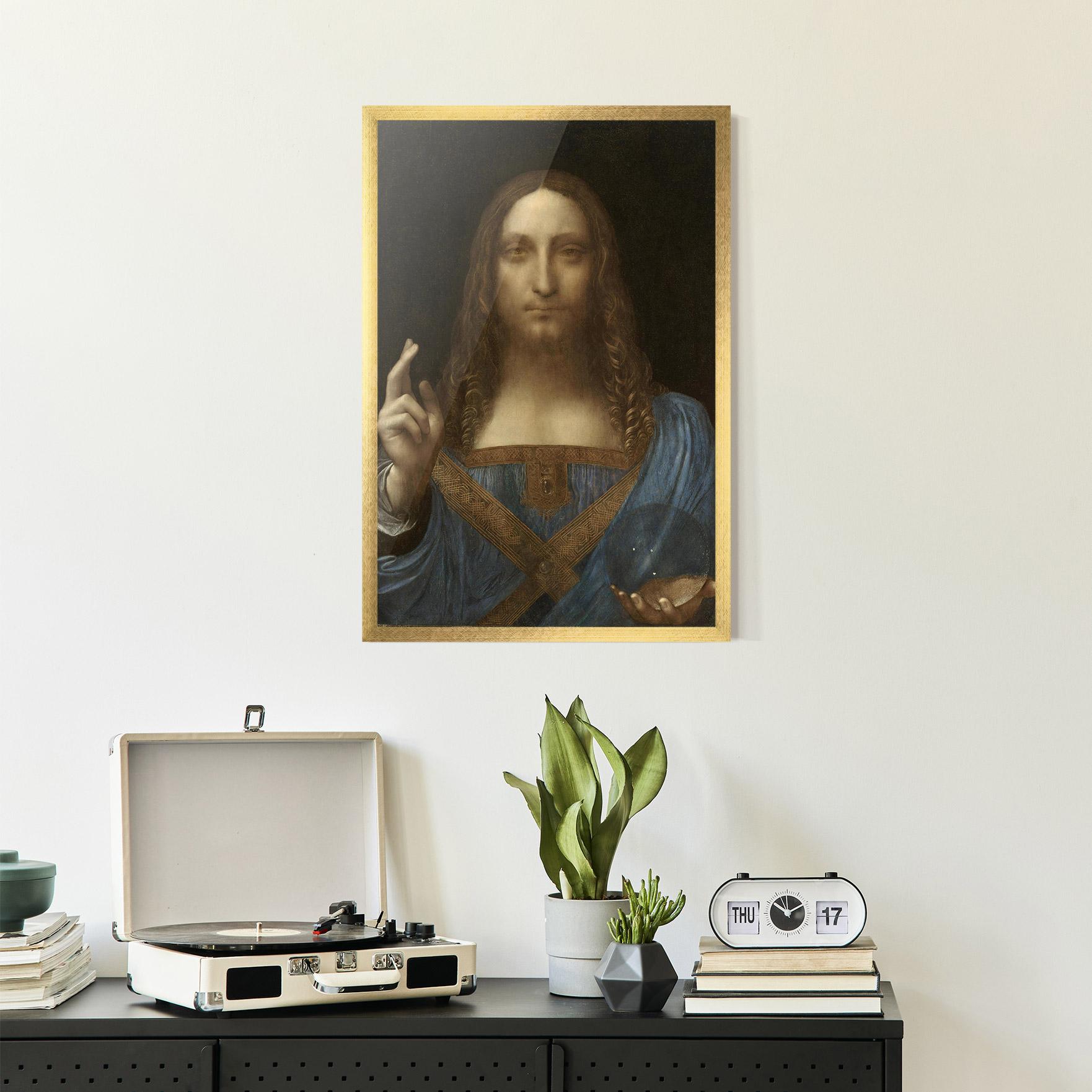 Poster Înrămat Leonardo Da Vinci Salvator Mundi mockup 2