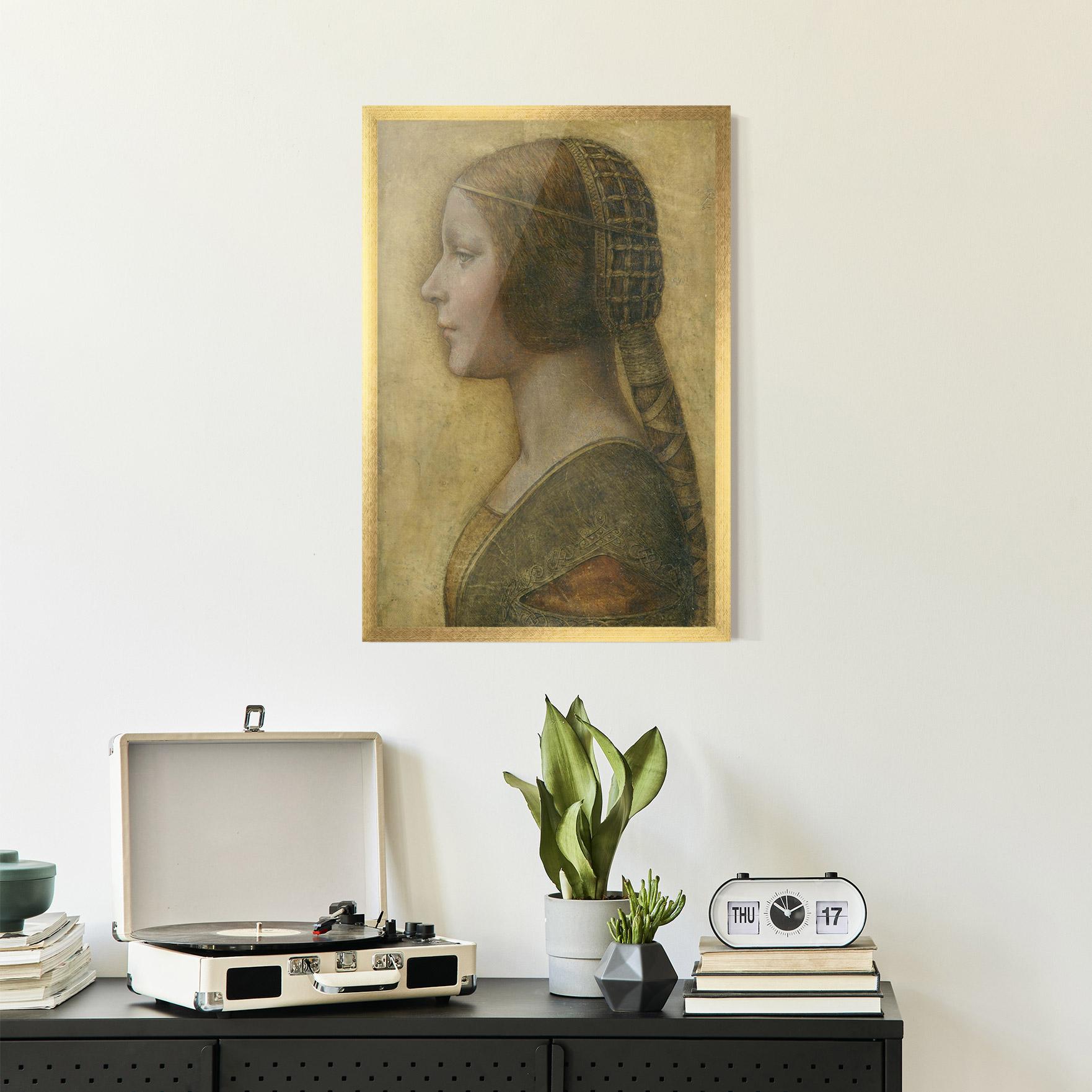 Poster Înrămat Profile Of A Young Fiancee Da Vinci mockup 2