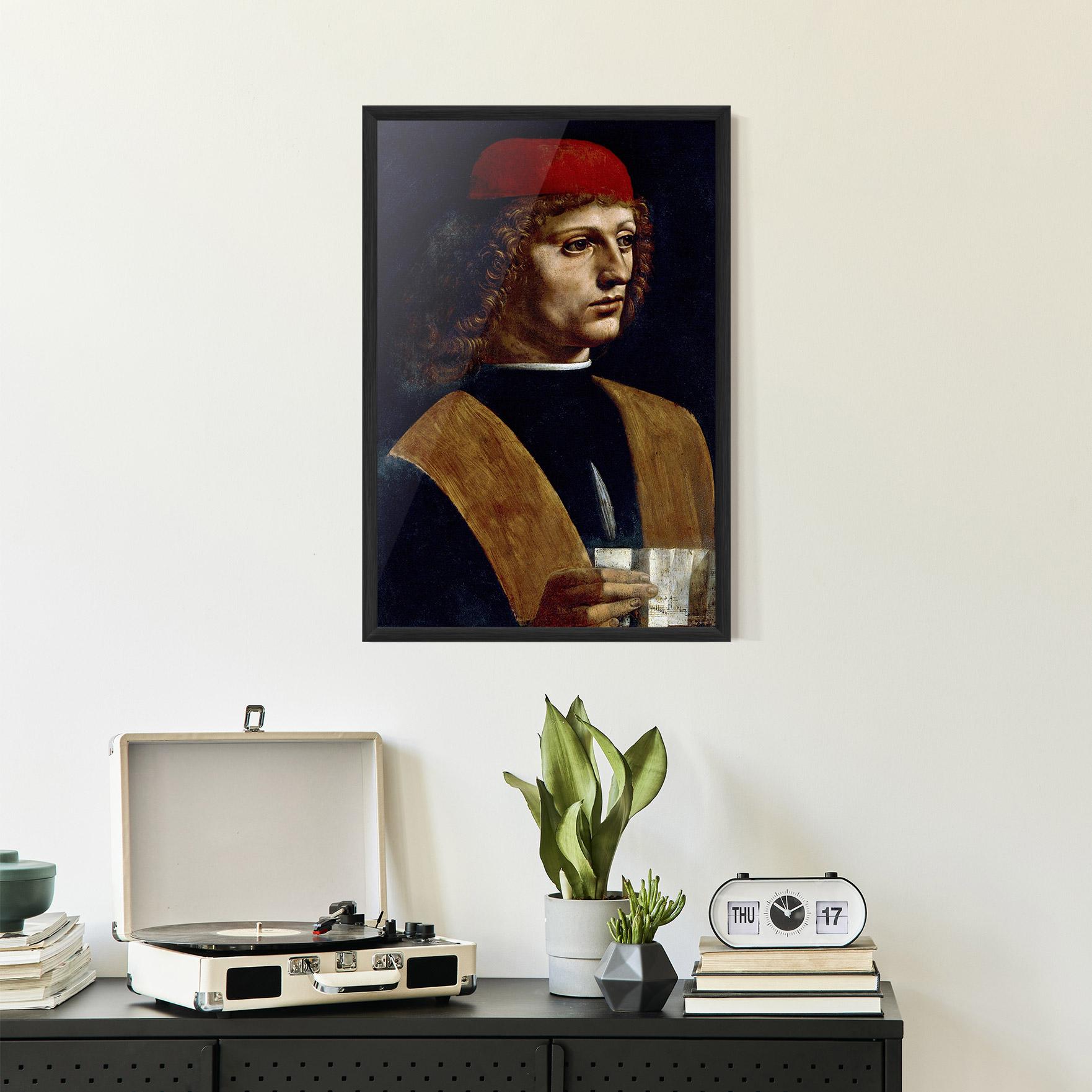 Poster Înrămat Leonardo Da Vinci's The Portrait Of A Musician mockup 2