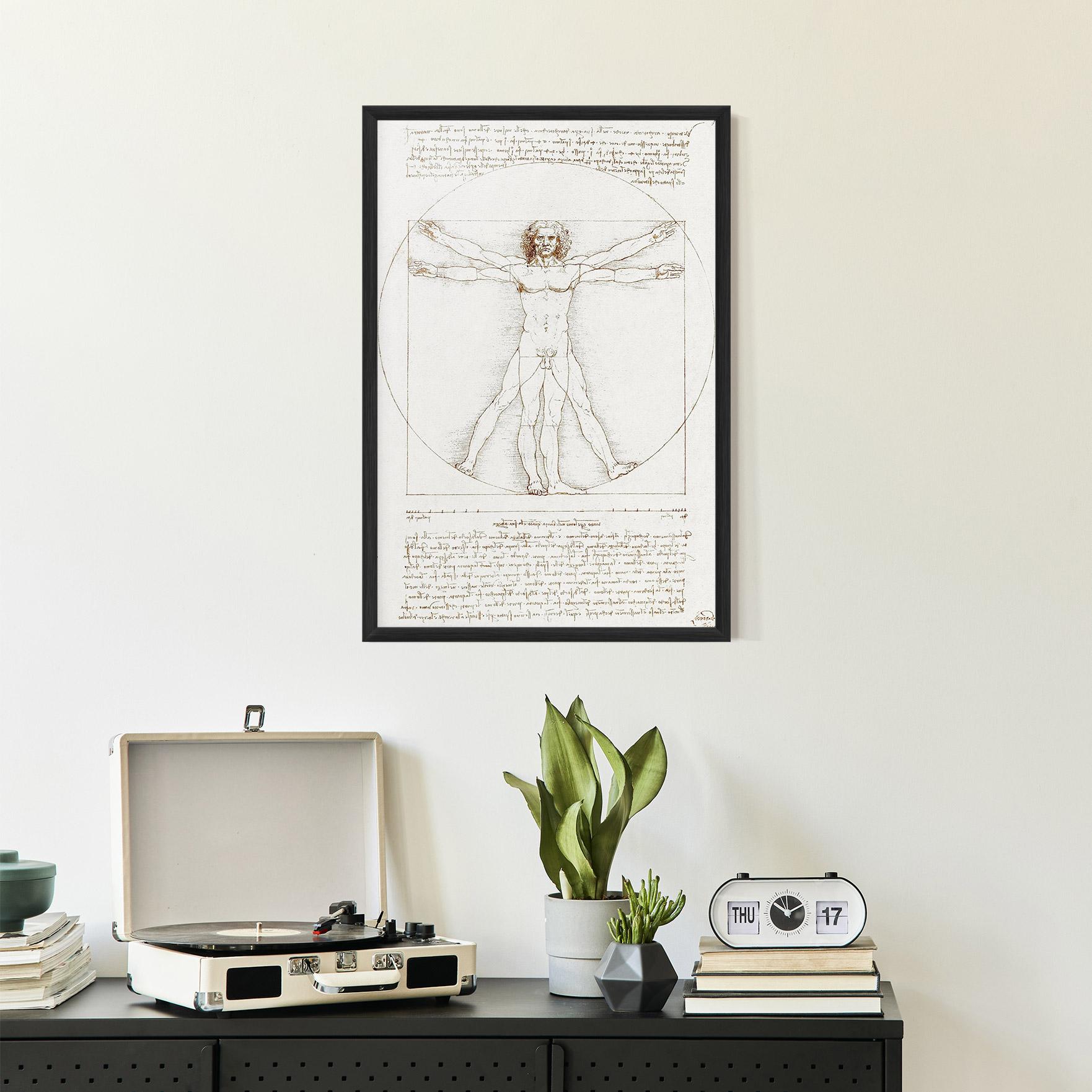 Poster Înrămat Leonardo Da Vinci's Vitruvian Man mockup 2