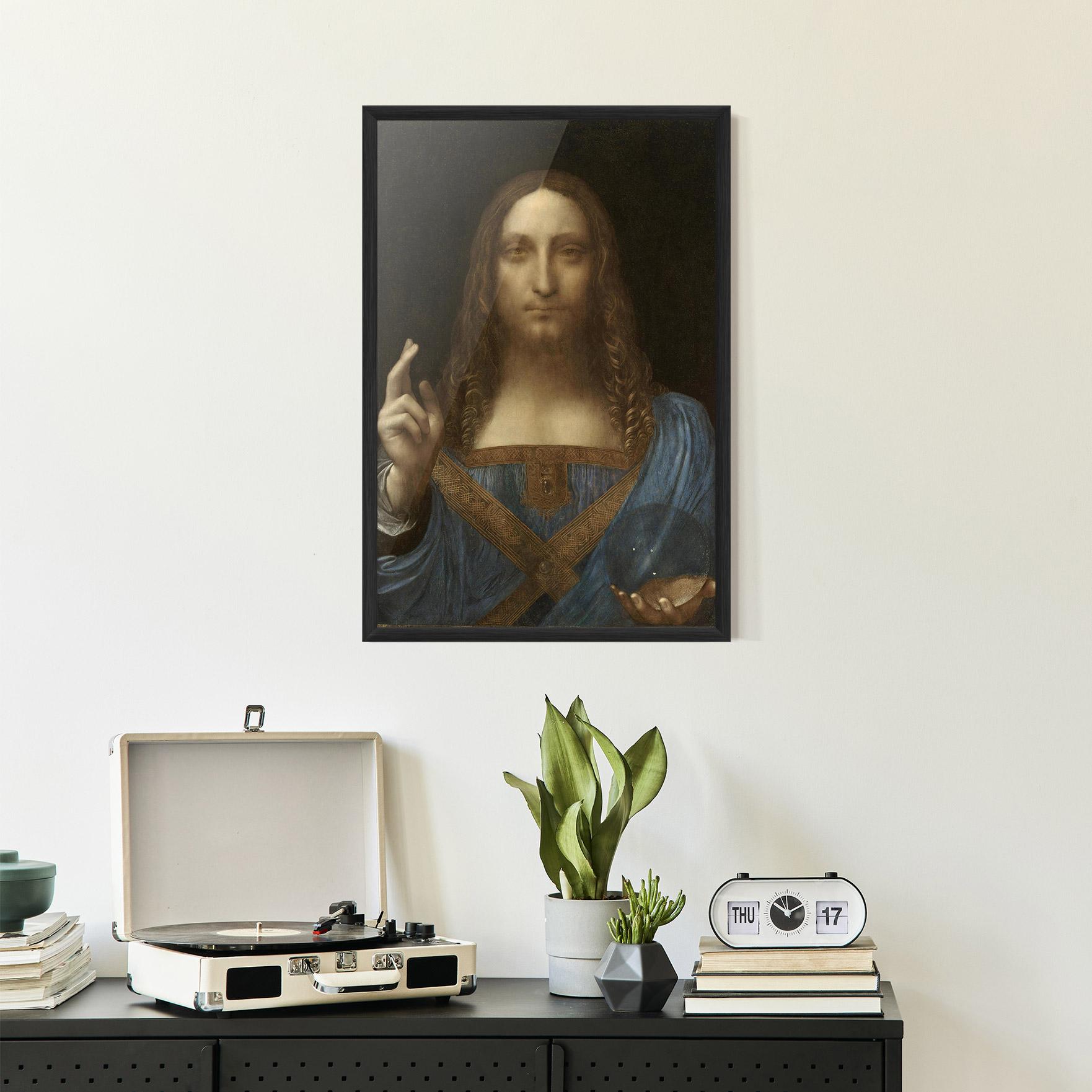 Poster Înrămat Leonardo Da Vinci Salvator Mundi mockup 2
