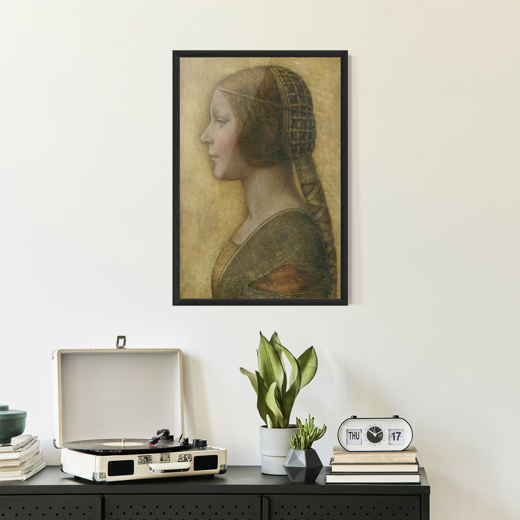 Poster Înrămat Profile Of A Young Fiancee Da Vinci mockup 2