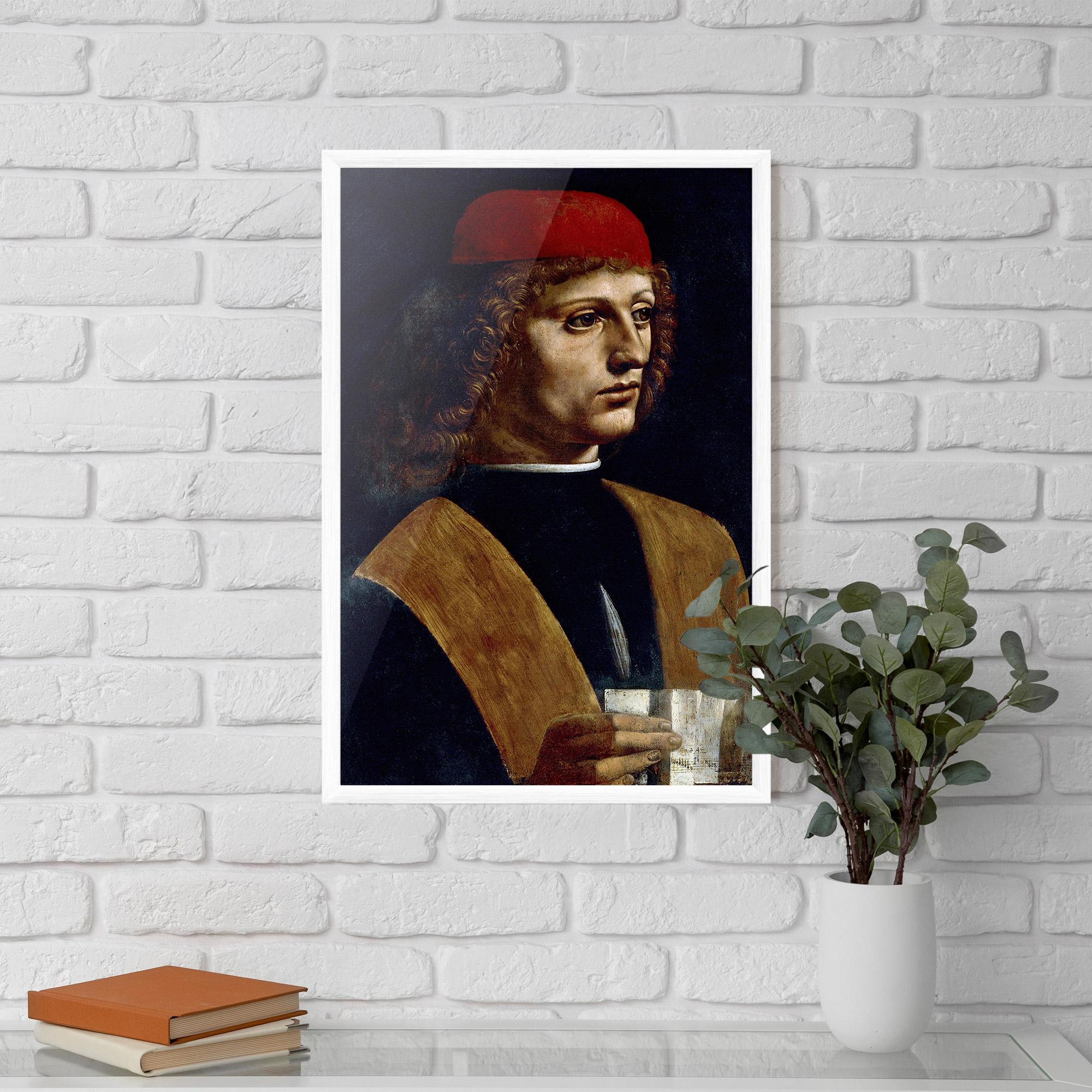 Poster Înrămat Leonardo Da Vinci's The Portrait Of A Musician mockup 5