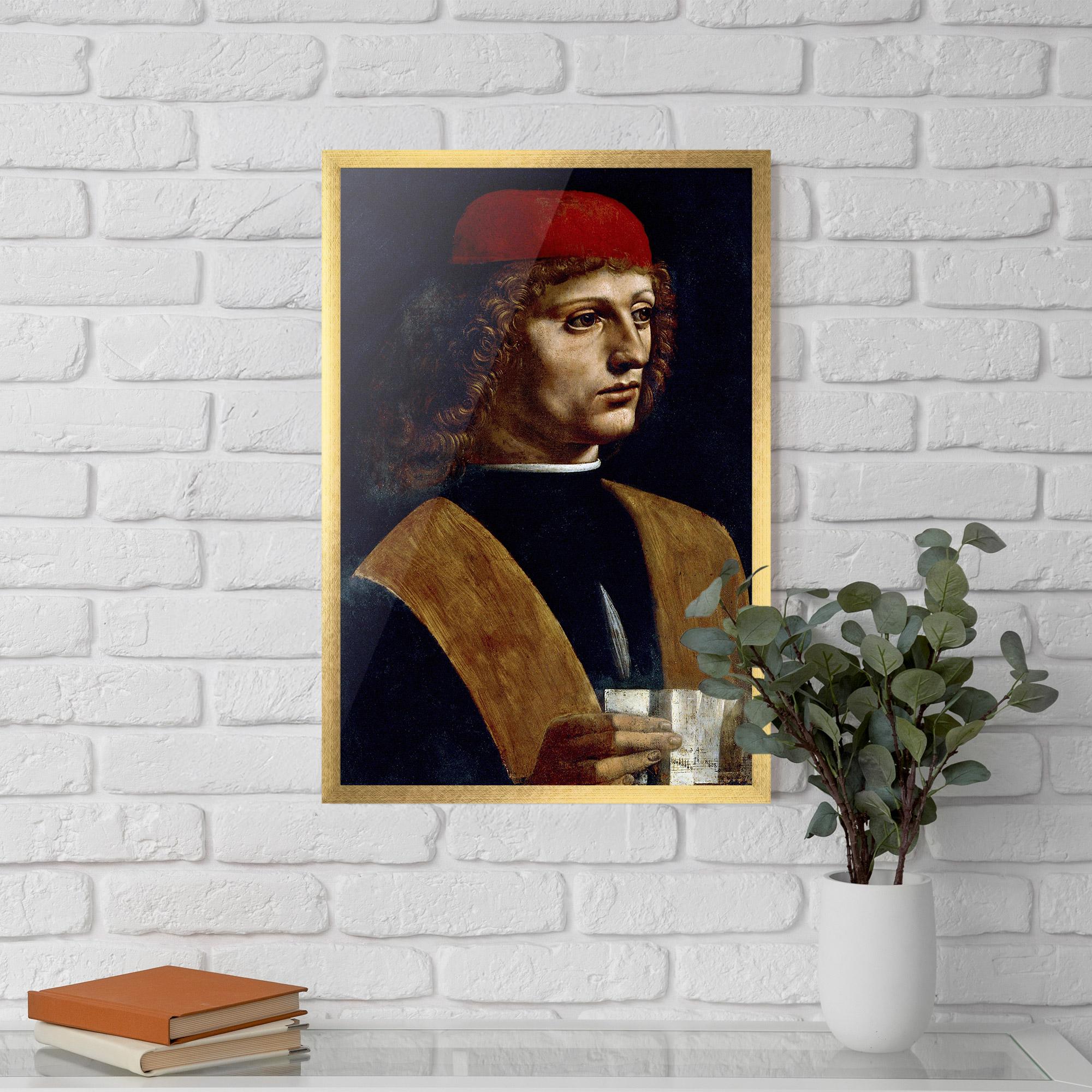 Poster Înrămat Leonardo Da Vinci's The Portrait Of A Musician mockup 5