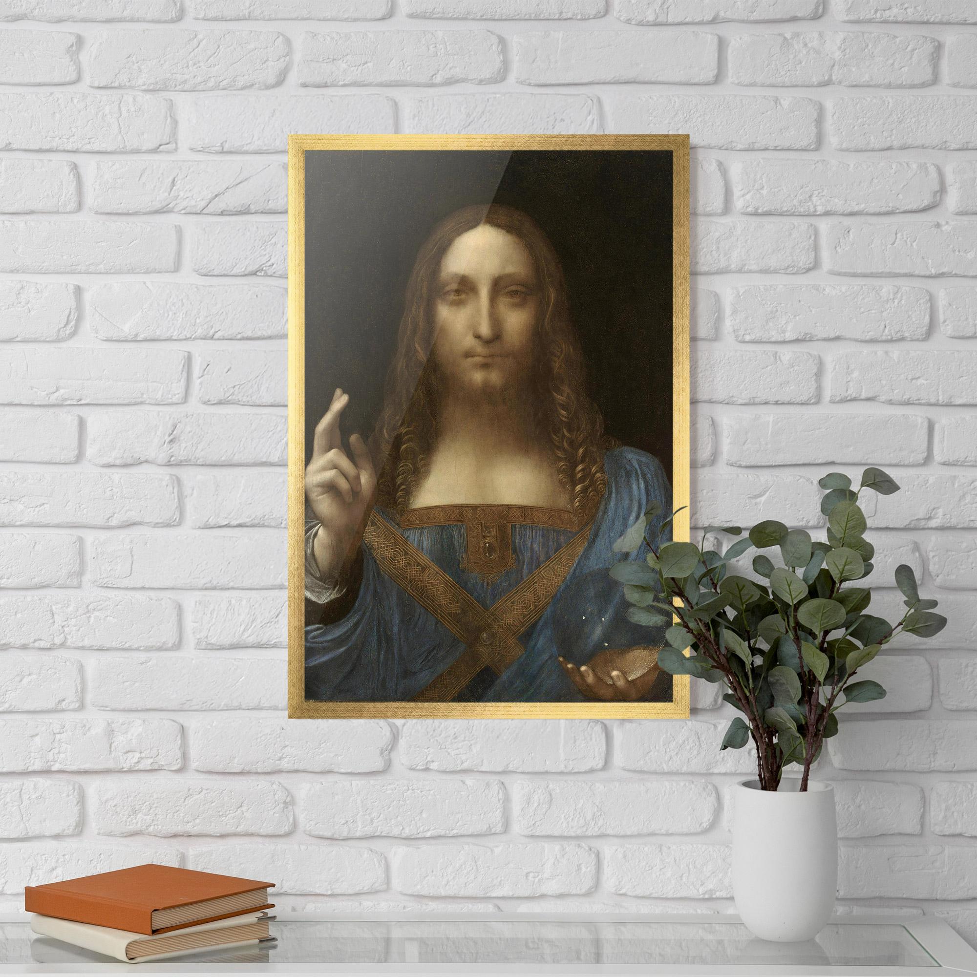 Poster Înrămat Leonardo Da Vinci Salvator Mundi mockup 5