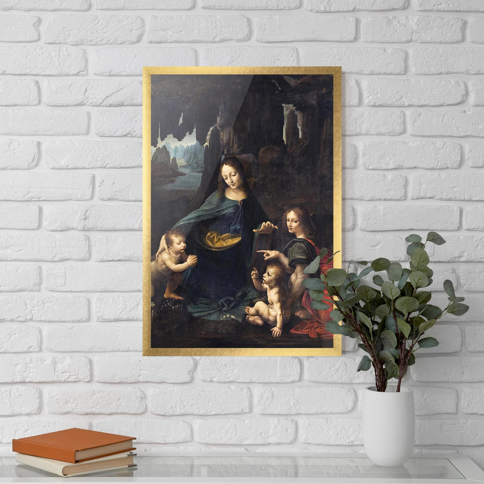 Poster Înrămat The Virgin Of The Rocks Leonardo Da Vinci mockup 5