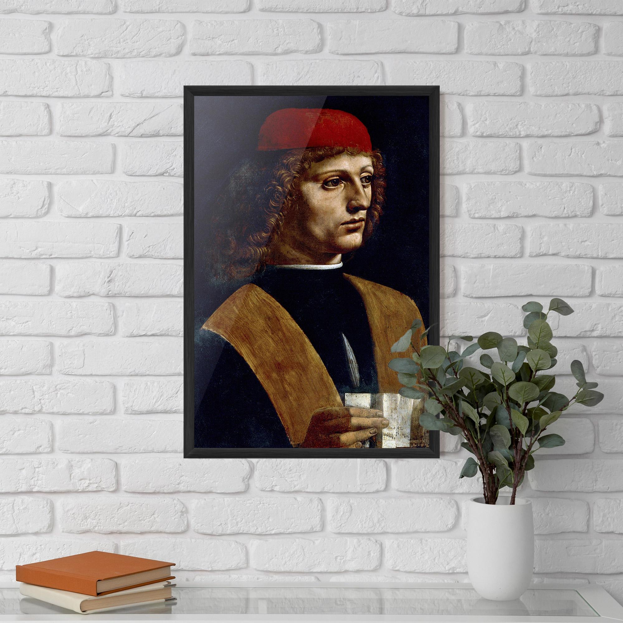Poster Înrămat Leonardo Da Vinci's The Portrait Of A Musician mockup 5