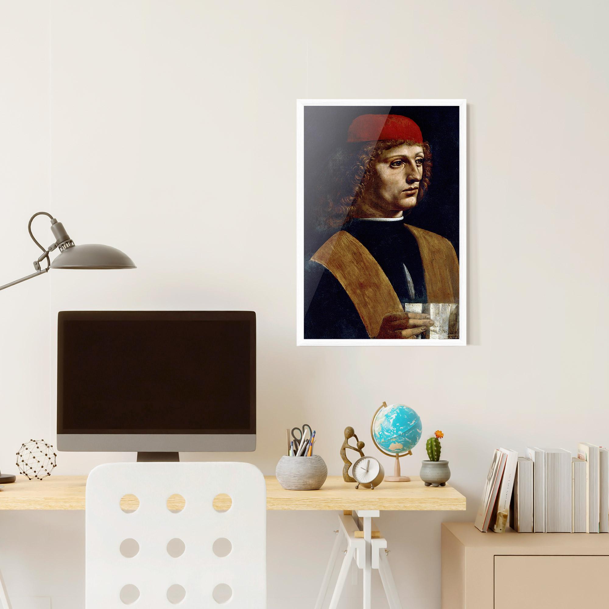 Poster Înrămat Leonardo Da Vinci's The Portrait Of A Musician mockup 6