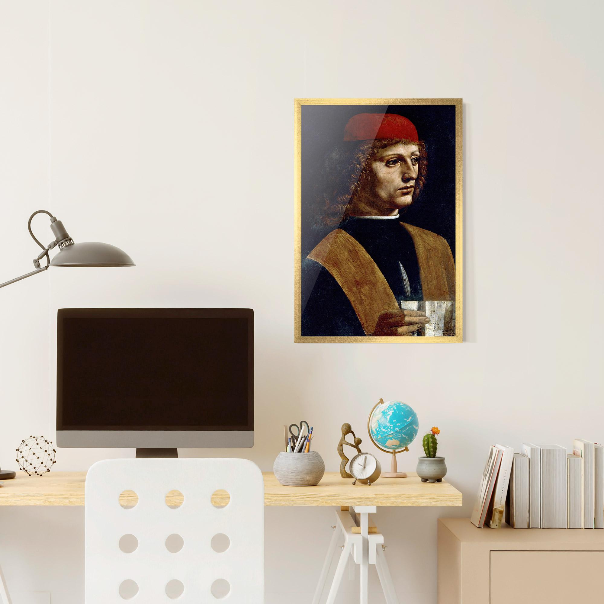 Poster Înrămat Leonardo Da Vinci's The Portrait Of A Musician mockup 6