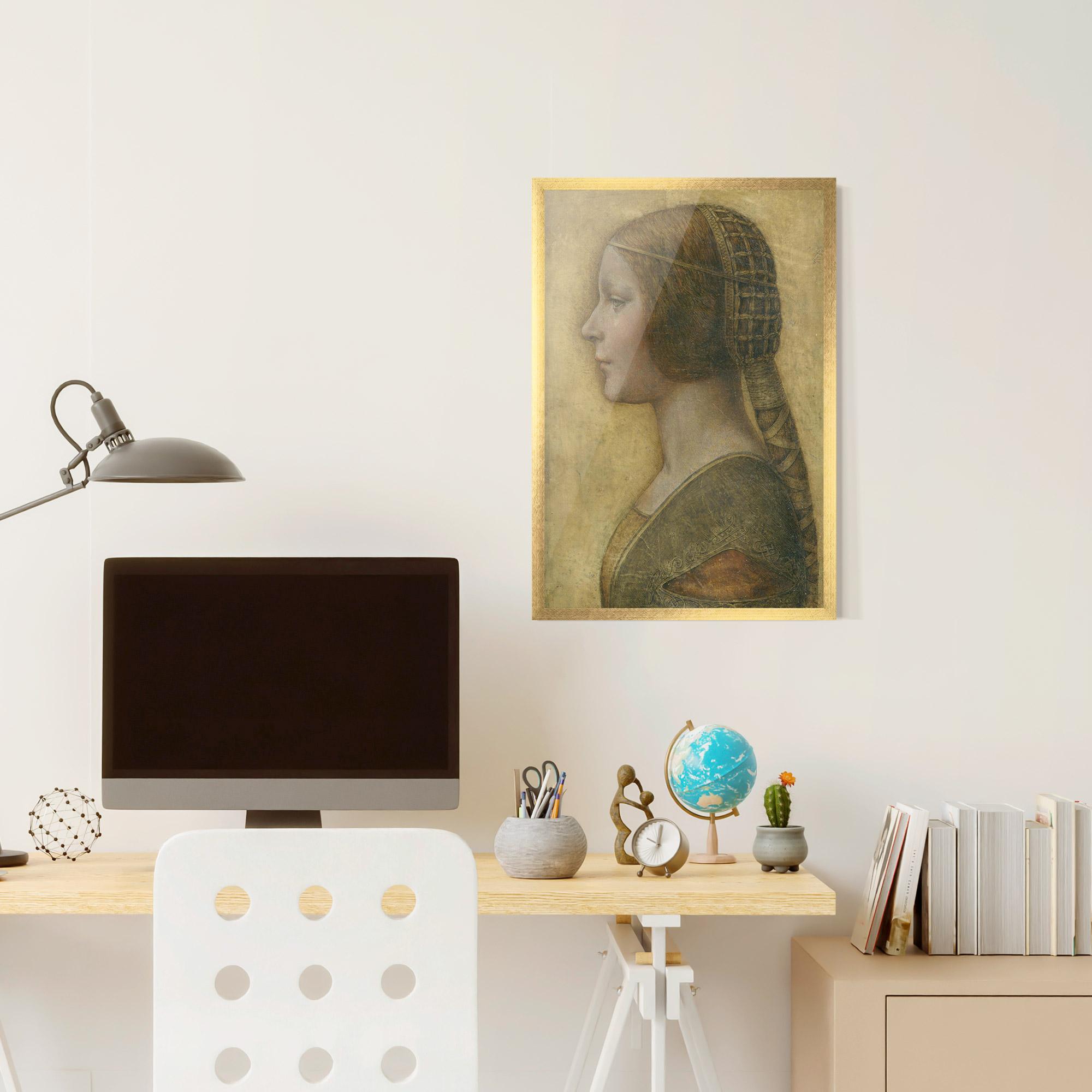 Poster Înrămat Profile Of A Young Fiancee Da Vinci mockup 6