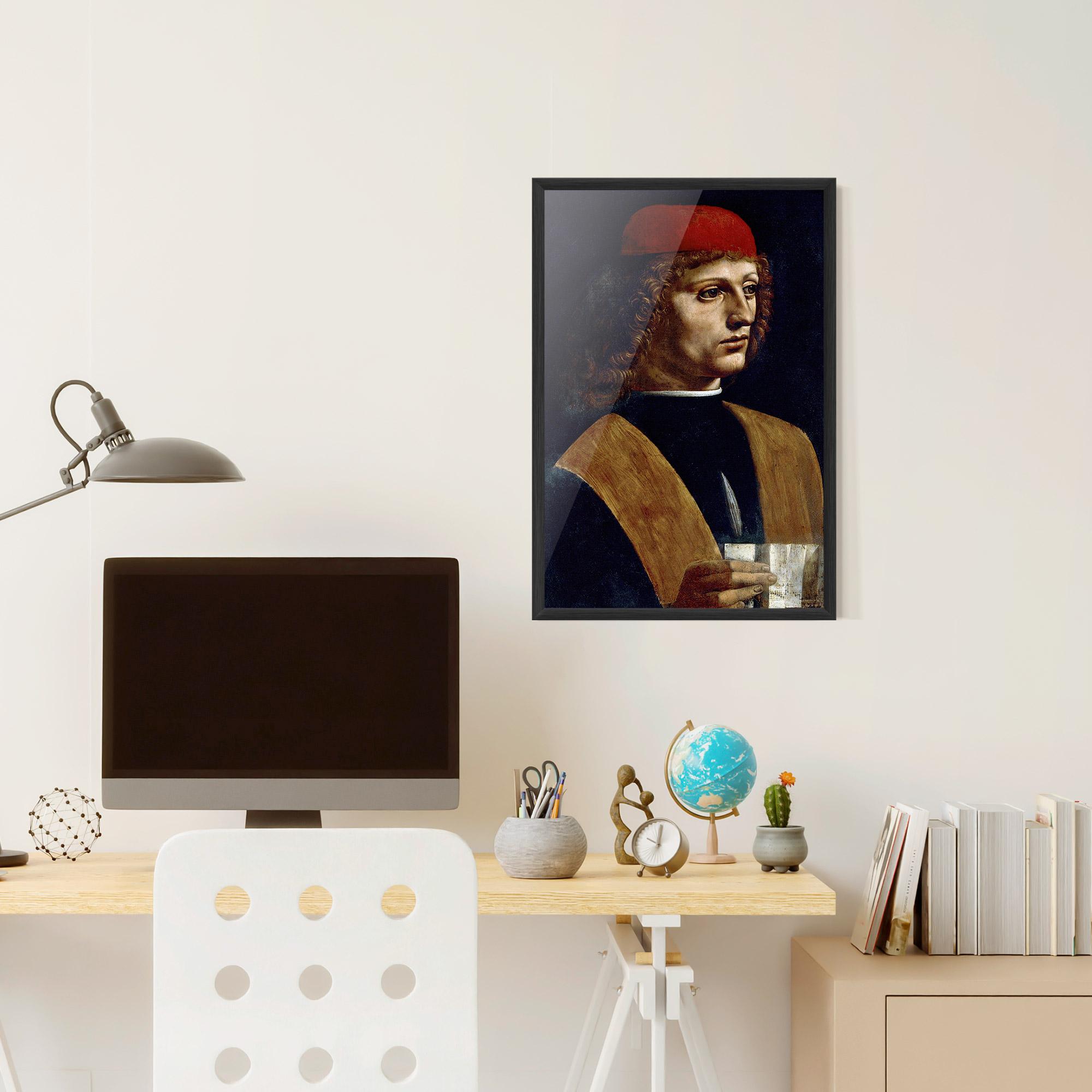 Poster Înrămat Leonardo Da Vinci's The Portrait Of A Musician mockup 6