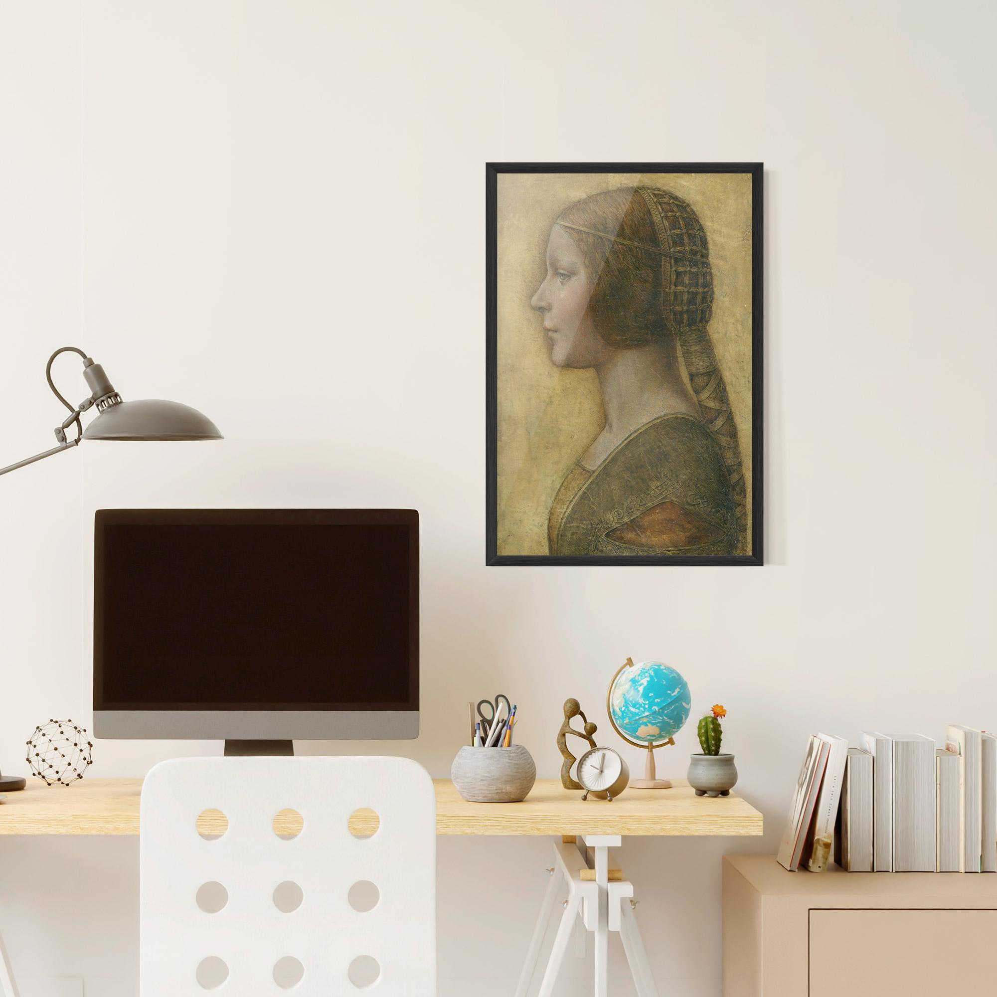 Poster Înrămat Profile Of A Young Fiancee Da Vinci mockup 6