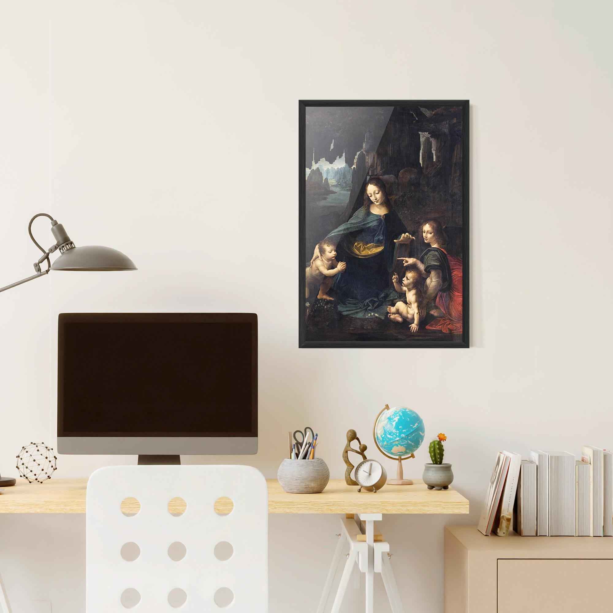 Poster Înrămat The Virgin Of The Rocks Leonardo Da Vinci mockup 6