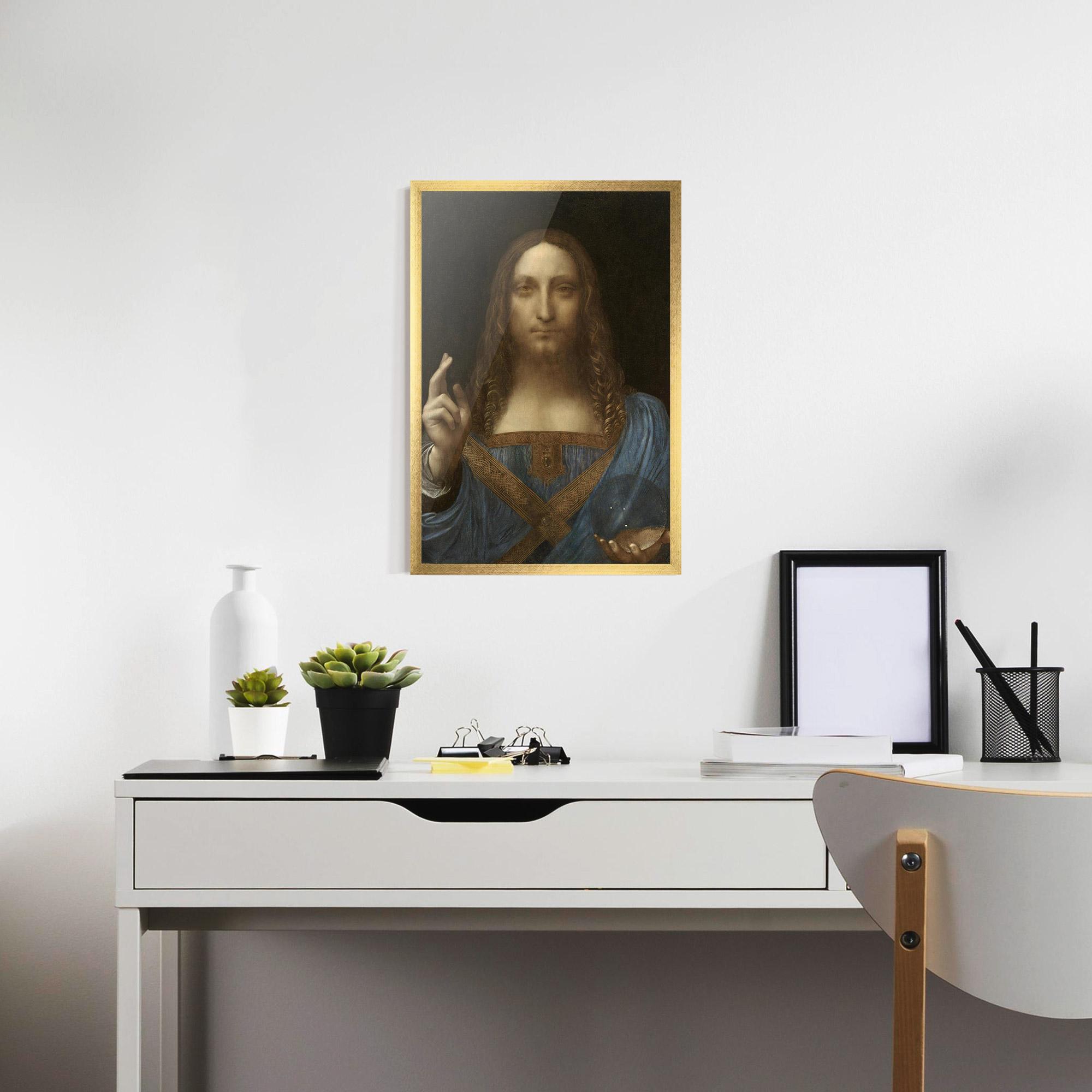 Poster Înrămat Leonardo Da Vinci Salvator Mundi mockup 7